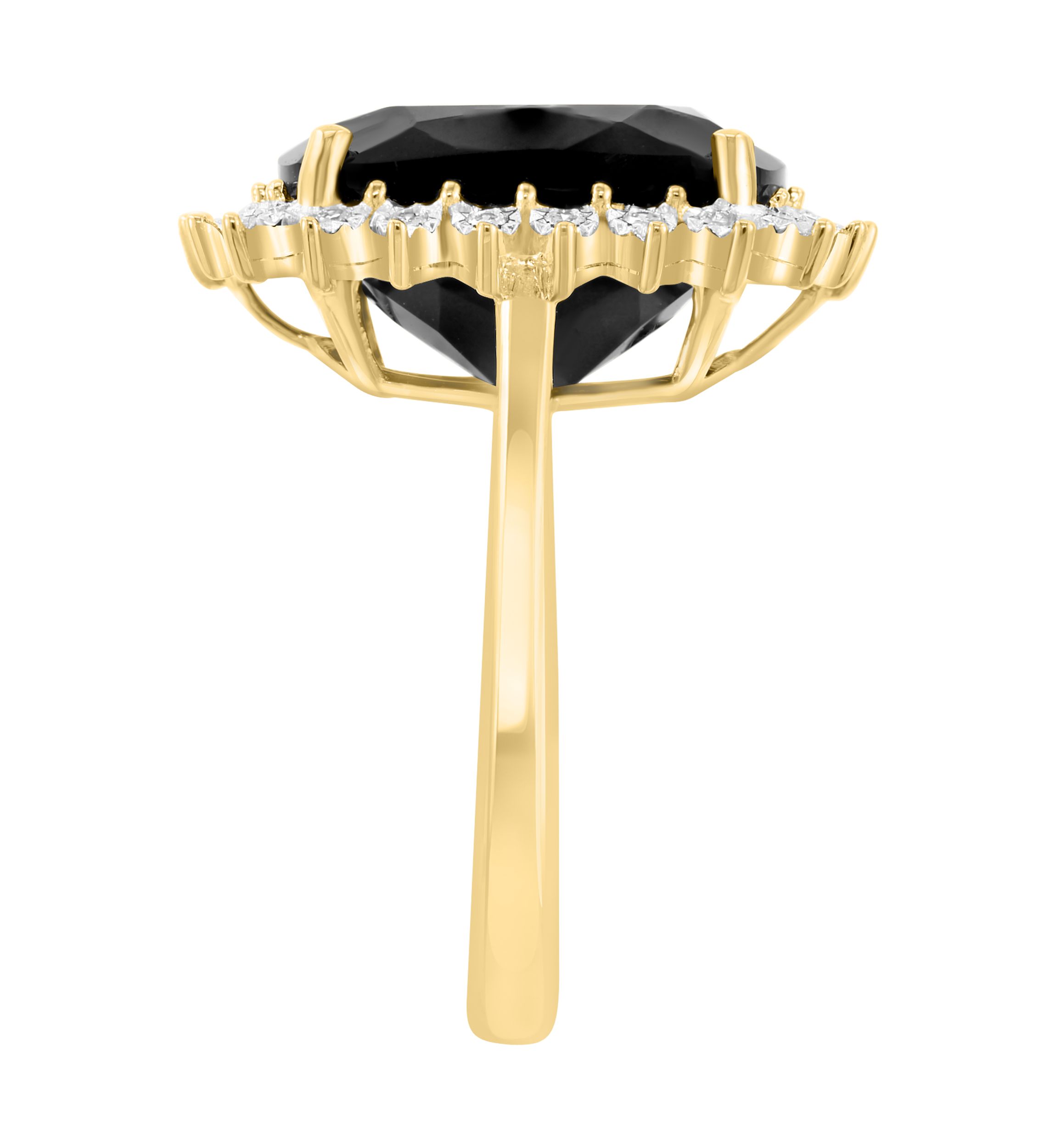 14K Yellow Gold Diamond, Onyx Ring