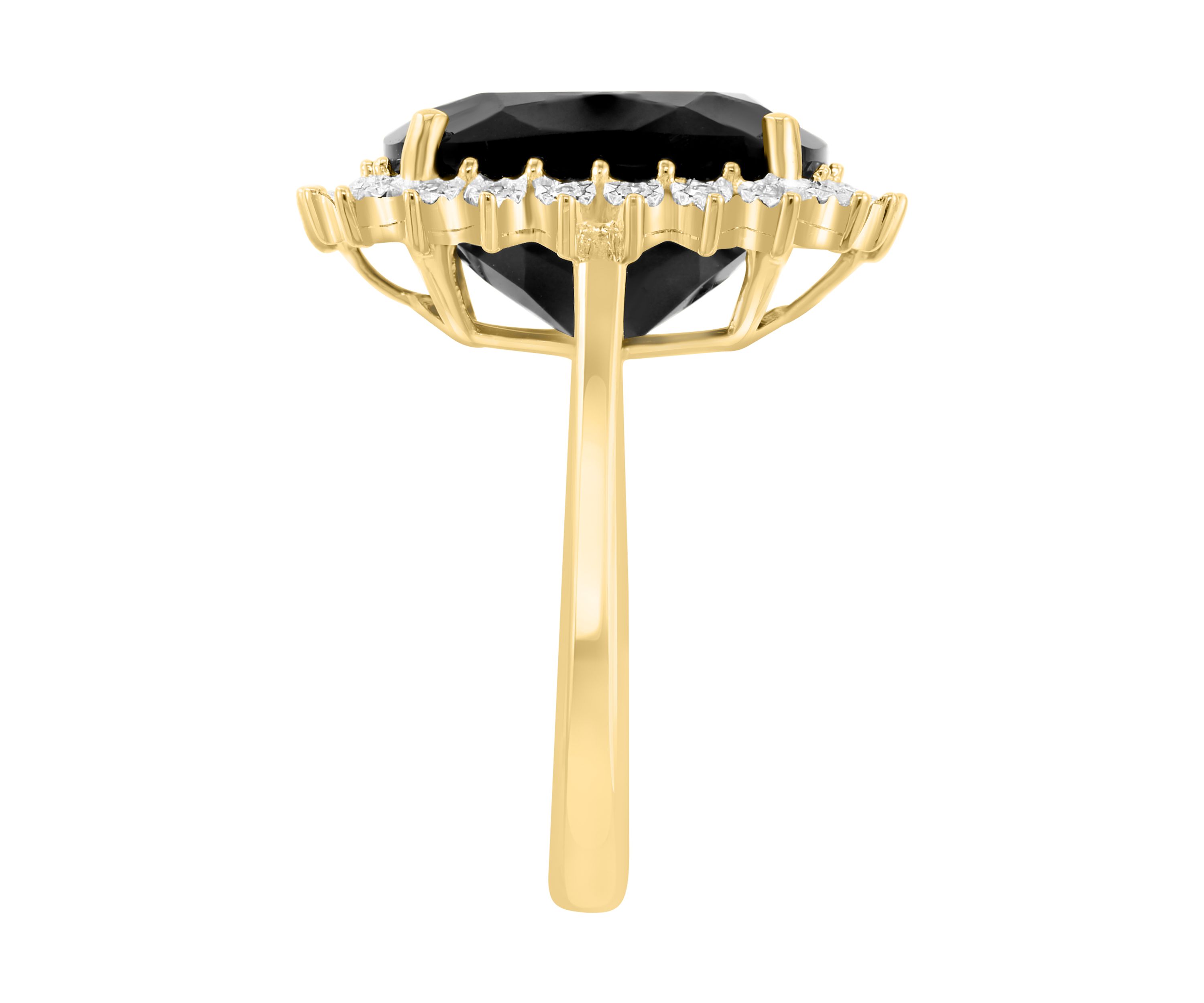 14K Yellow Gold Diamond, Onyx Ring