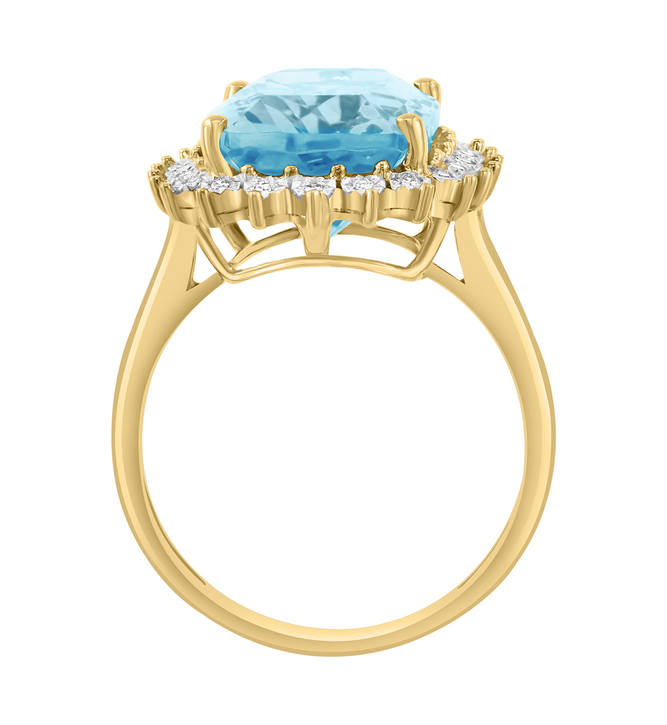14K Yellow Gold Diamond, Sky Blue Topaz Ring