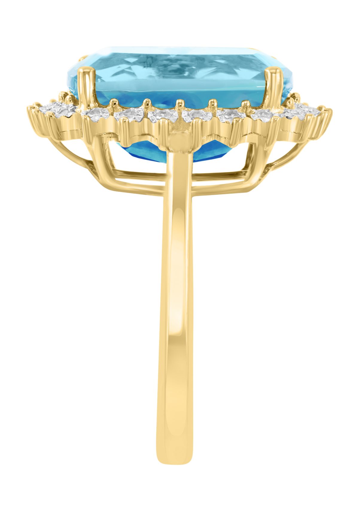 14K Yellow Gold Diamond, Sky Blue Topaz Ring