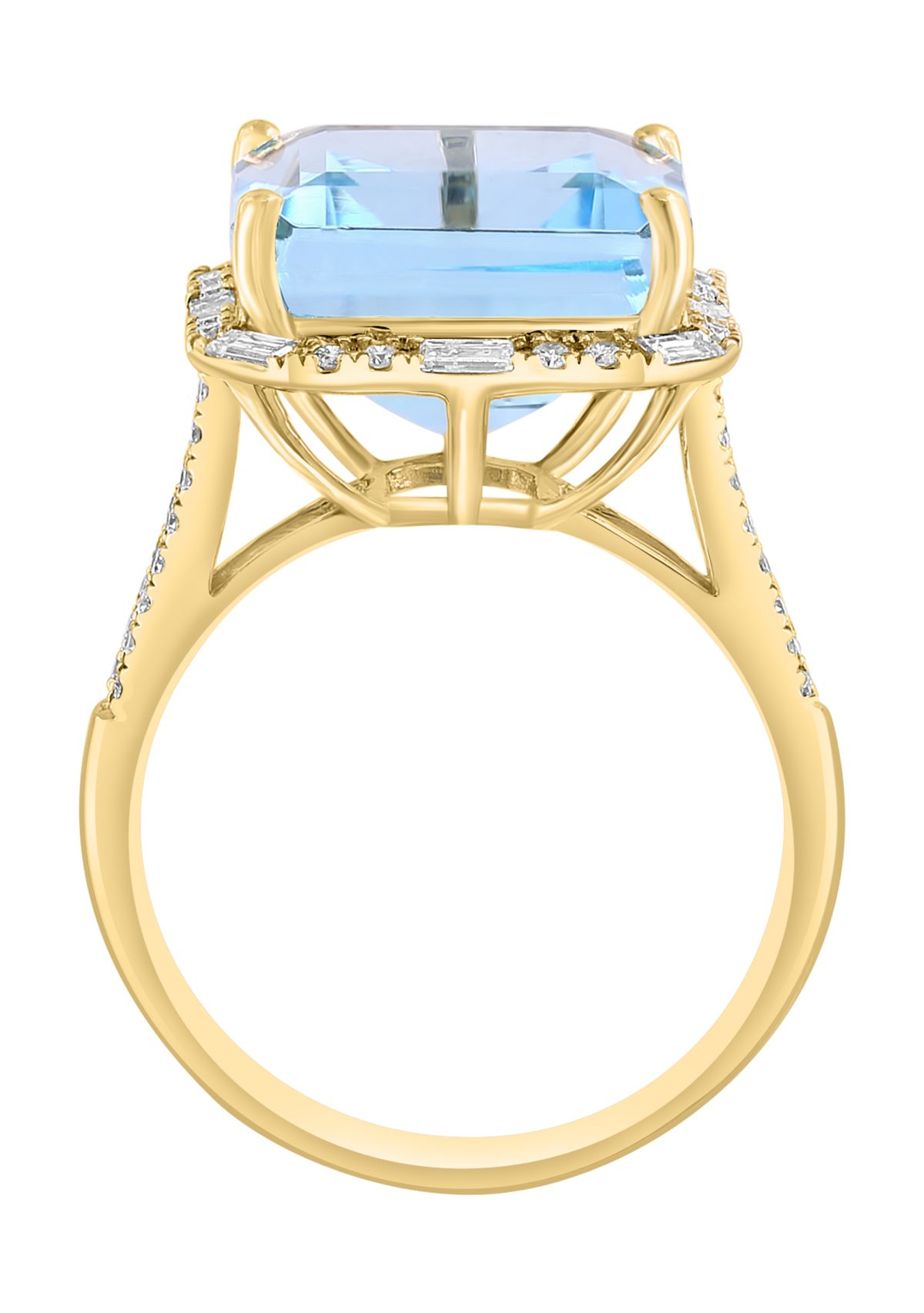 3/8 ct. t.w. Diamond, 10.45 ct. t.w. Blue Topaz Ring in 14K Yellow Gold
