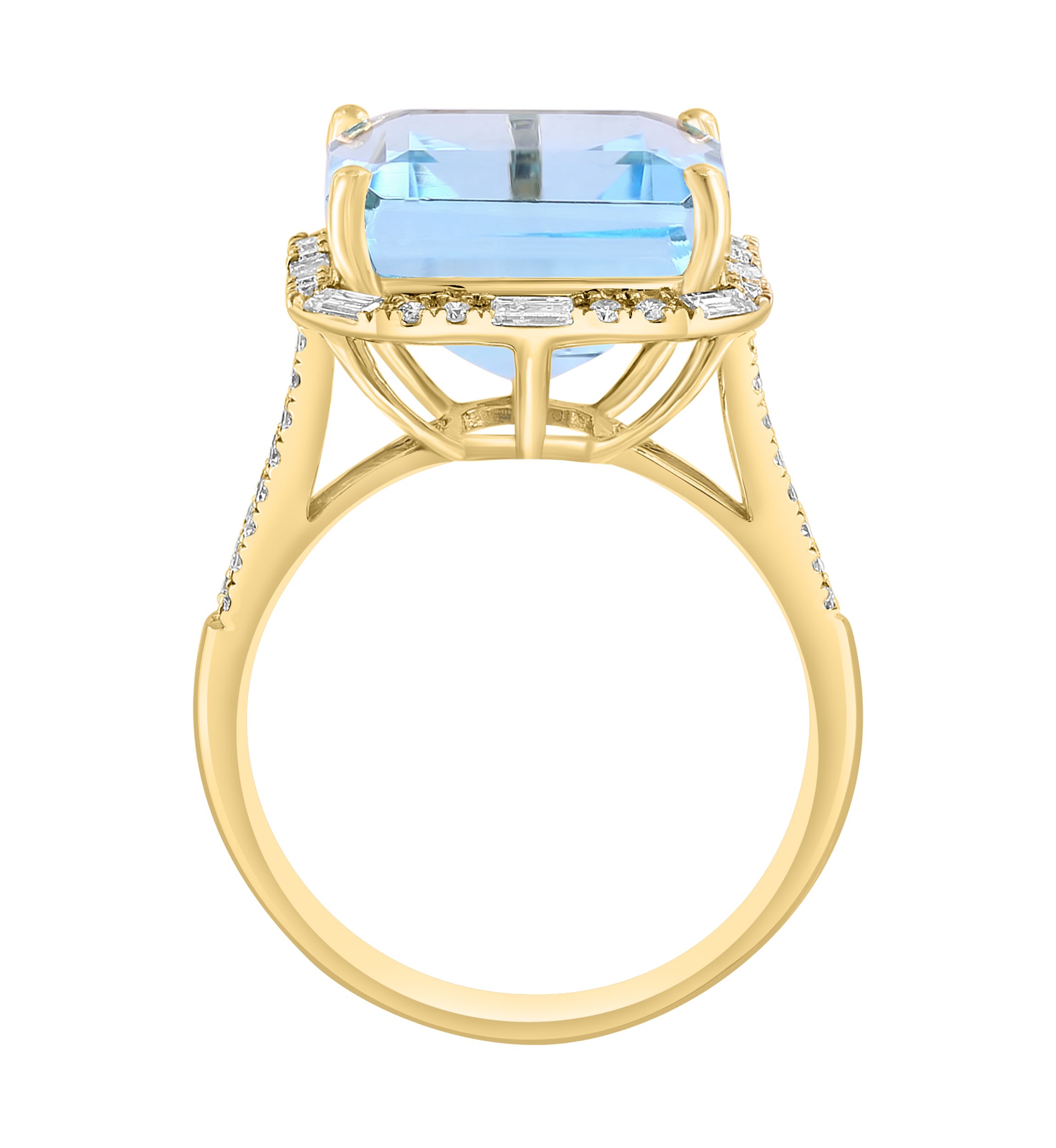 3/8 ct. t.w. Diamond, 10.45 ct. t.w. Blue Topaz Ring in 14K Yellow Gold