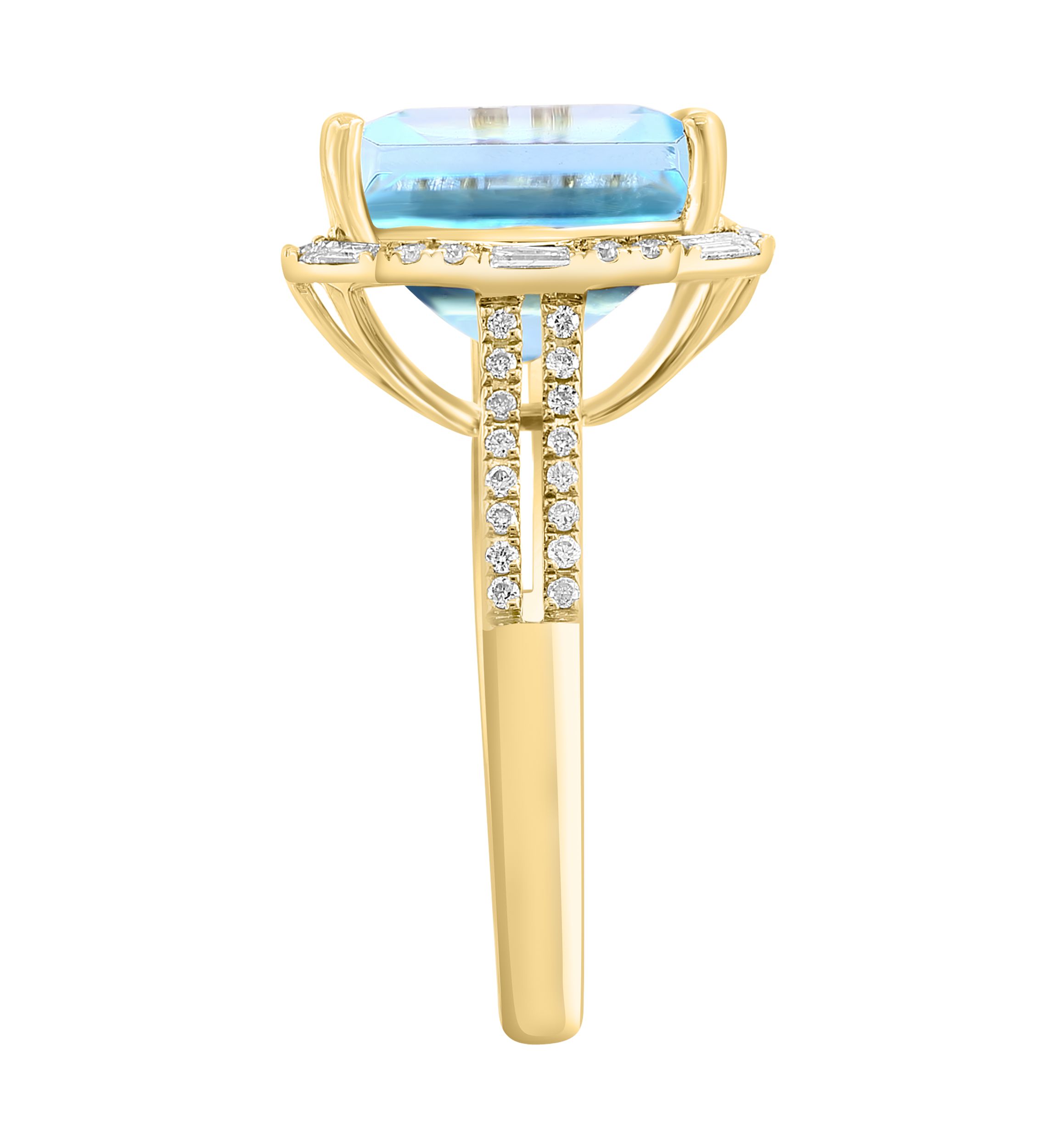3/8 ct. t.w. Diamond, 10.45 ct. t.w. Blue Topaz Ring in 14K Yellow Gold