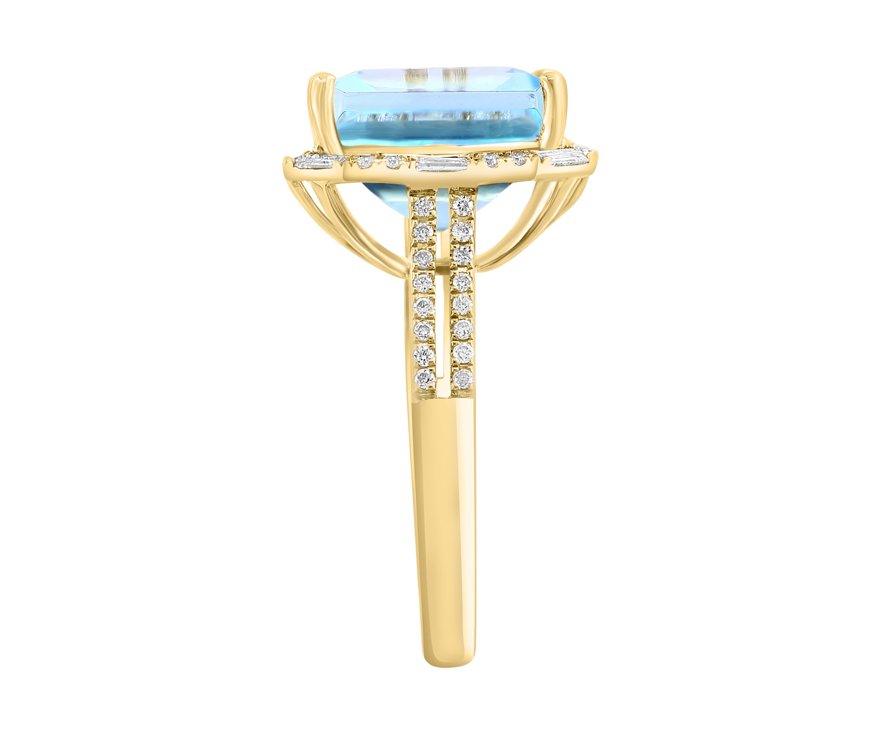 3/8 ct. t.w. Diamond, 10.45 ct. t.w. Blue Topaz Ring in 14K Yellow Gold
