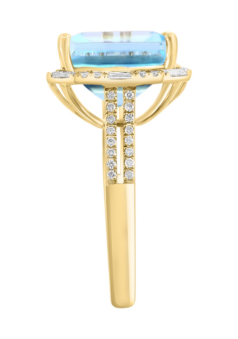 3/8 ct. t.w. Diamond, 10.45 ct. t.w. Blue Topaz Ring in 14K Yellow Gold