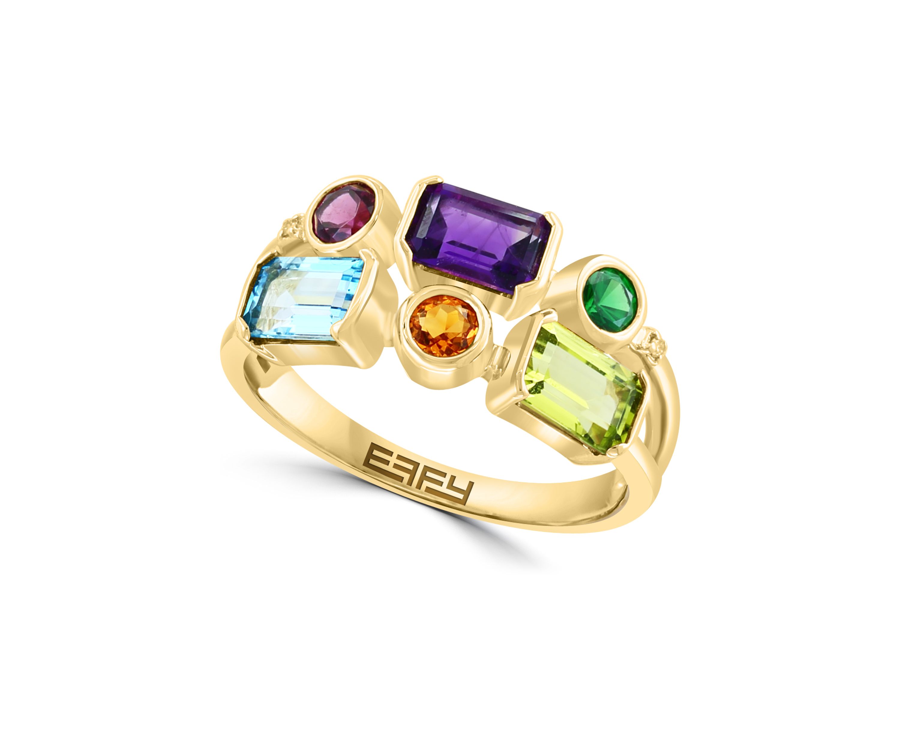 1/10 ct. t.w. Amethyst, Rhodolite, 1/2 ct. t.w. Blue Topaz, 5/8 ct. t.w. Citrine, Tsavorite, 1/6 ct. t.w. Peridot, 1/5 ct. t.w. Diamond in 14K Yellow Gold