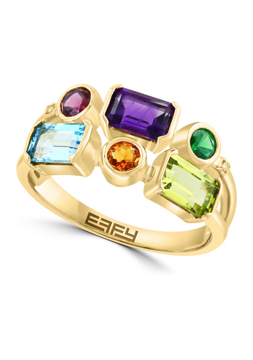 1/10 ct. t.w. Amethyst, Rhodolite, 1/2 ct. t.w. Blue Topaz, 5/8 ct. t.w. Citrine, Tsavorite, 1/6 ct. t.w. Peridot, 1/5 ct. t.w. Diamond in 14K Yellow Gold