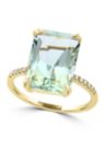 Diamond and Green Amethyst Ring in 14K Yellow Gold