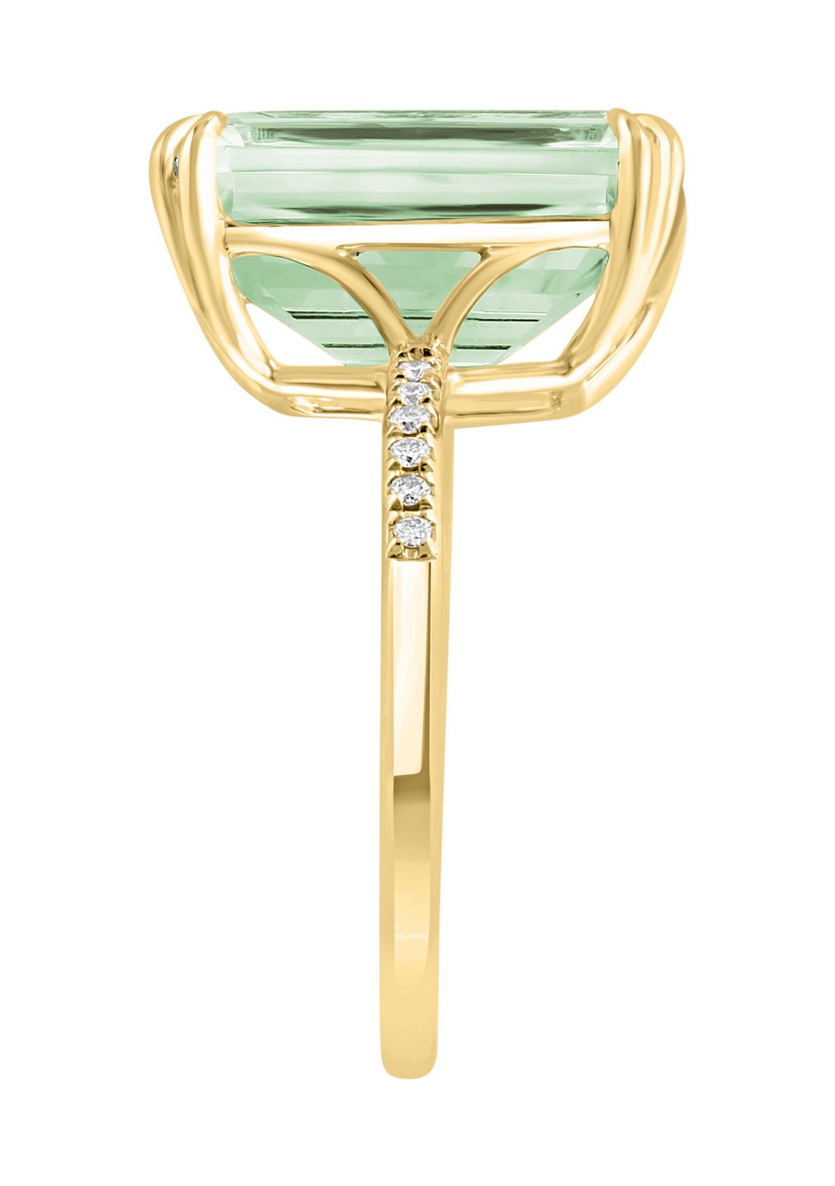 Diamond and Green Amethyst Ring in 14K Yellow Gold