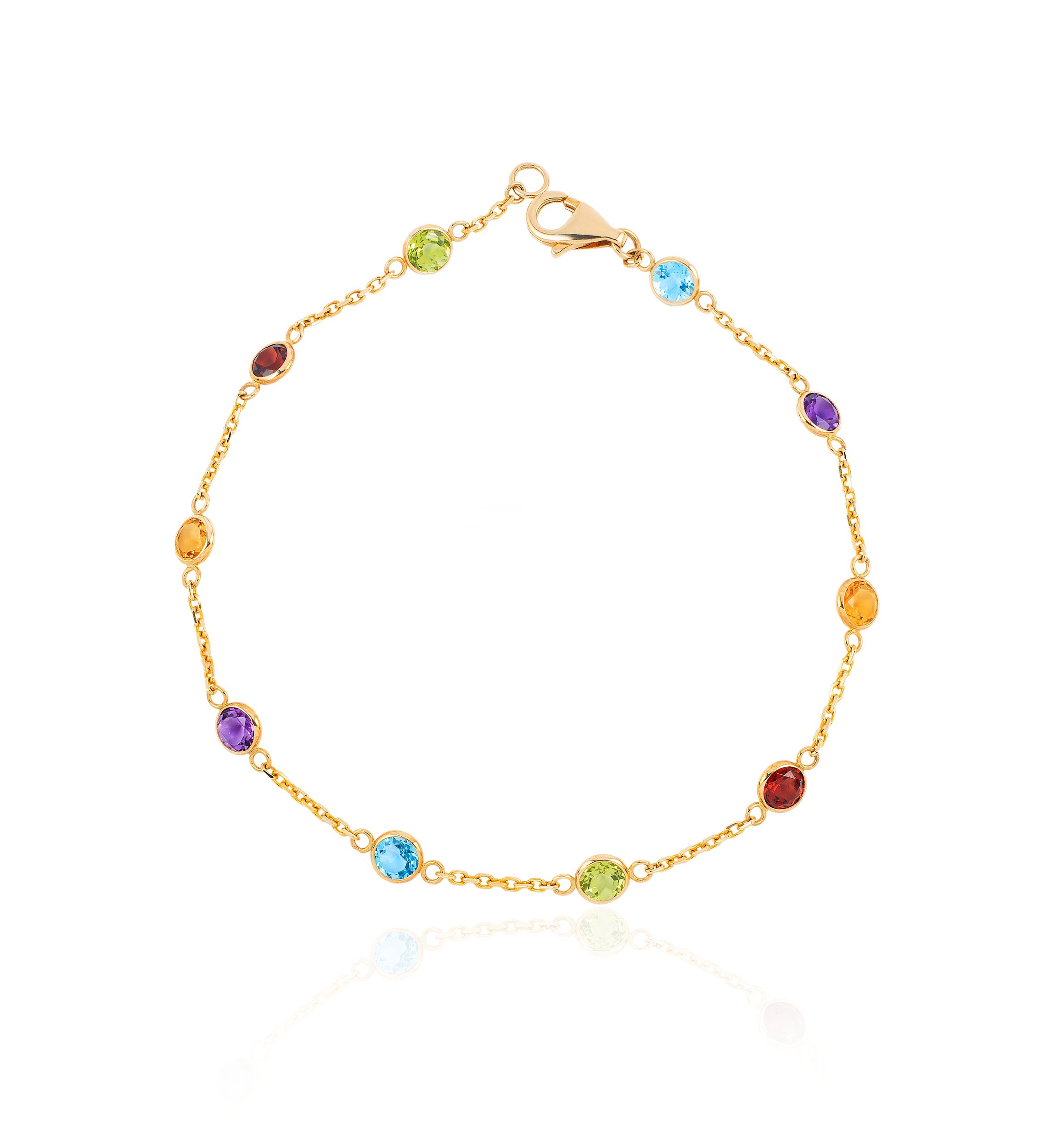 Multi-Stone Bracelet in 14k Yellow Gold