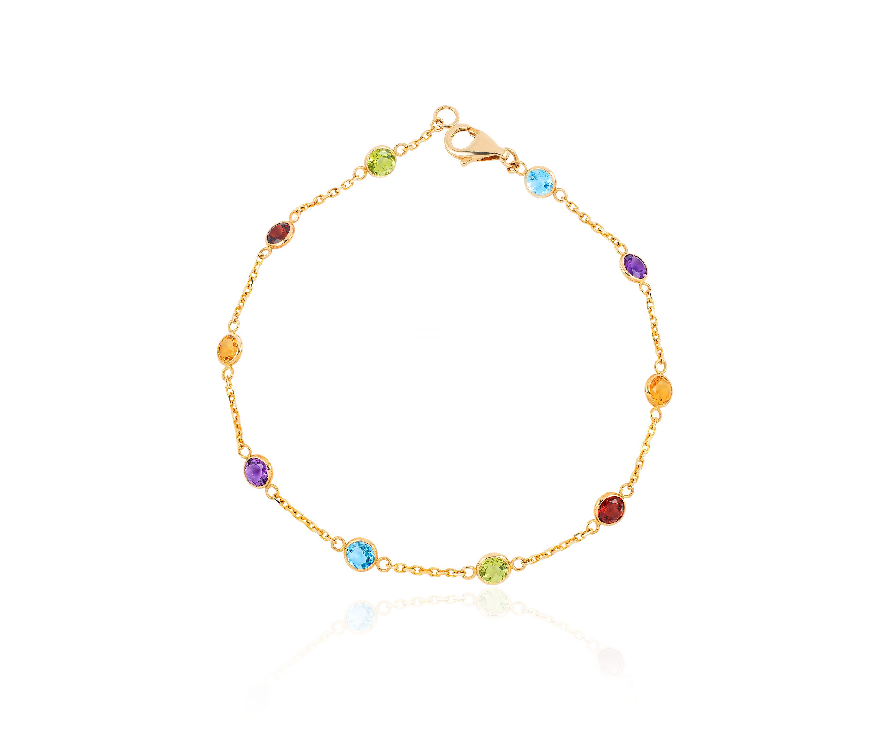Multi-Stone Bracelet in 14k Yellow Gold