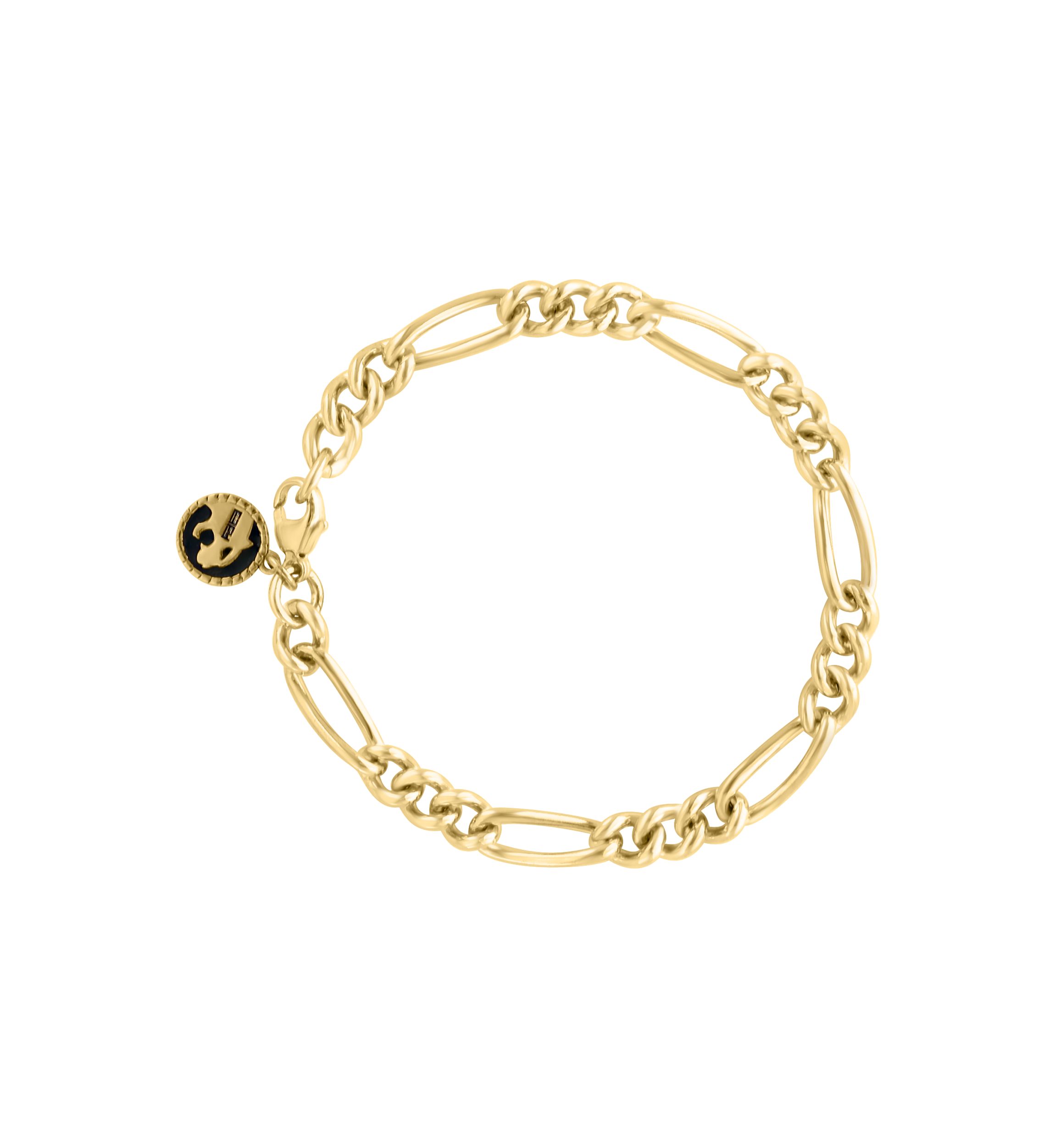 Mens Figaro Bracelet in Gold Over Sterling Silver