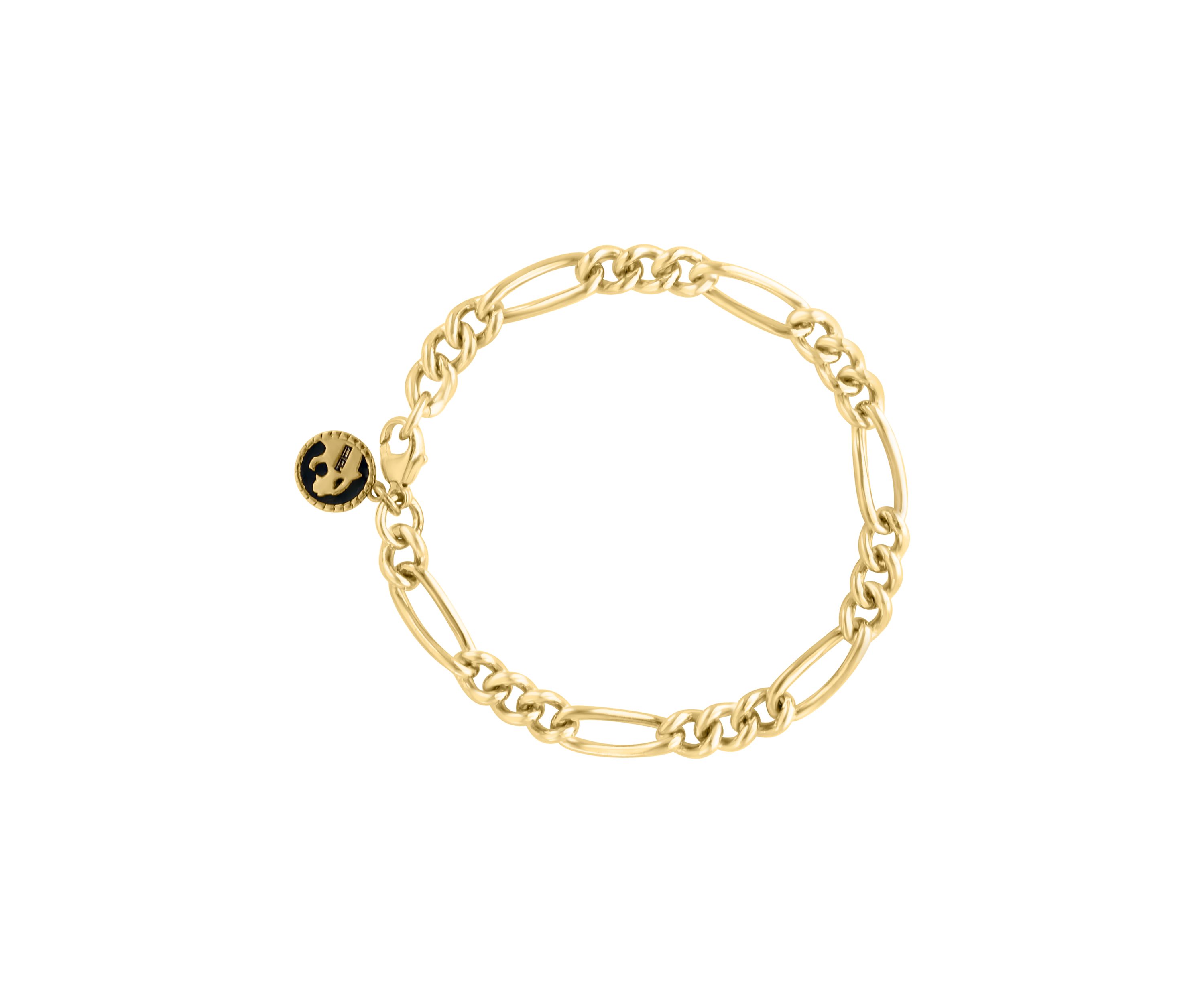 Mens Figaro Bracelet in Gold Over Sterling Silver