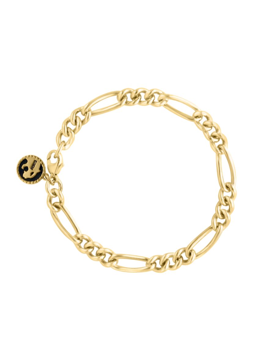 Mens Figaro Bracelet in Gold Over Sterling Silver