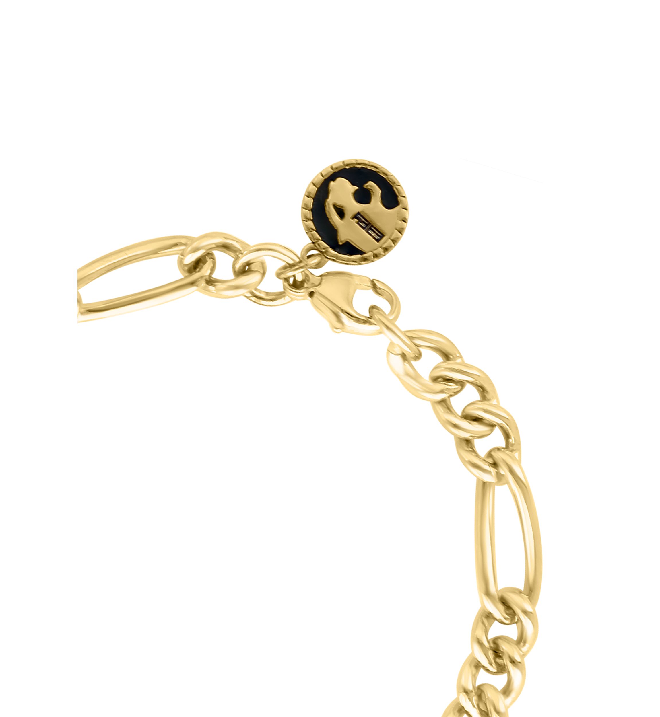 Mens Figaro Bracelet in Gold Over Sterling Silver