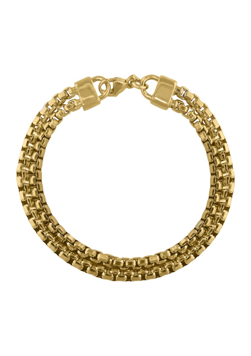 Sterling Silver/Gold Plated 8.5" Mens Bracelet 