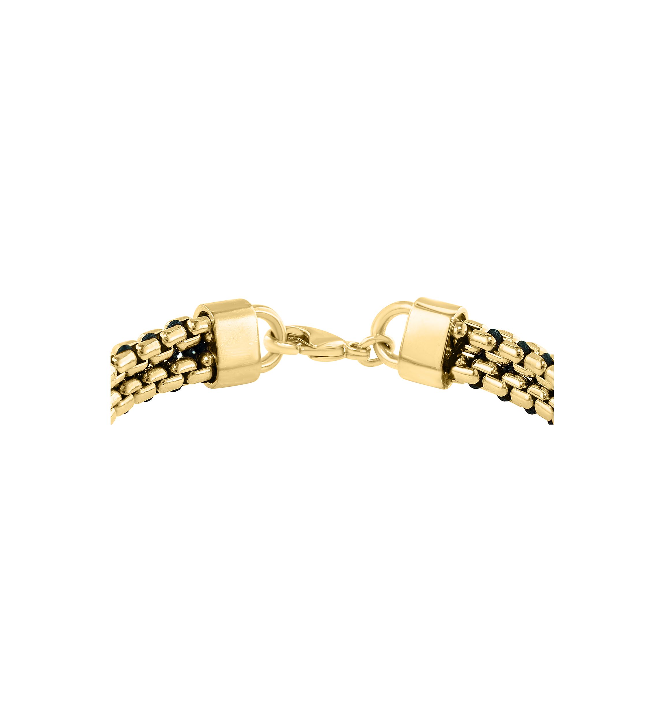 	  Sterling Sterling/Gold-Plated Black Cord 8.5" Mens Bracelet 