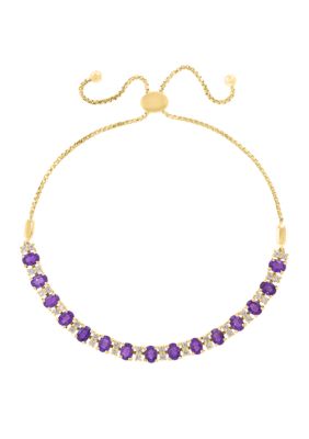 Effy 2.9 ct. t.w. Amethyst and White Sapphire Bracelet in Gold Over Sterling Silver, Yellow, 7