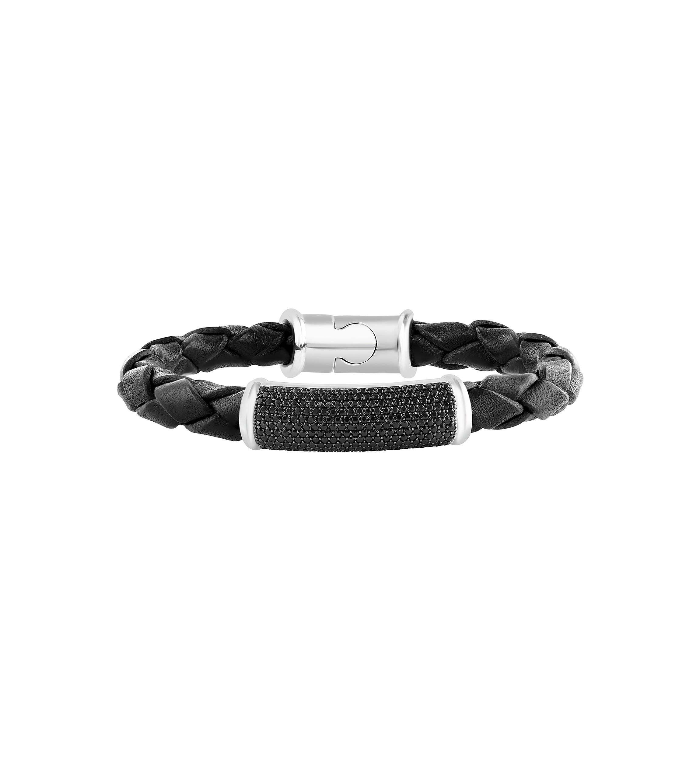 Mens Black Spinel Bracelet in Sterling Silver