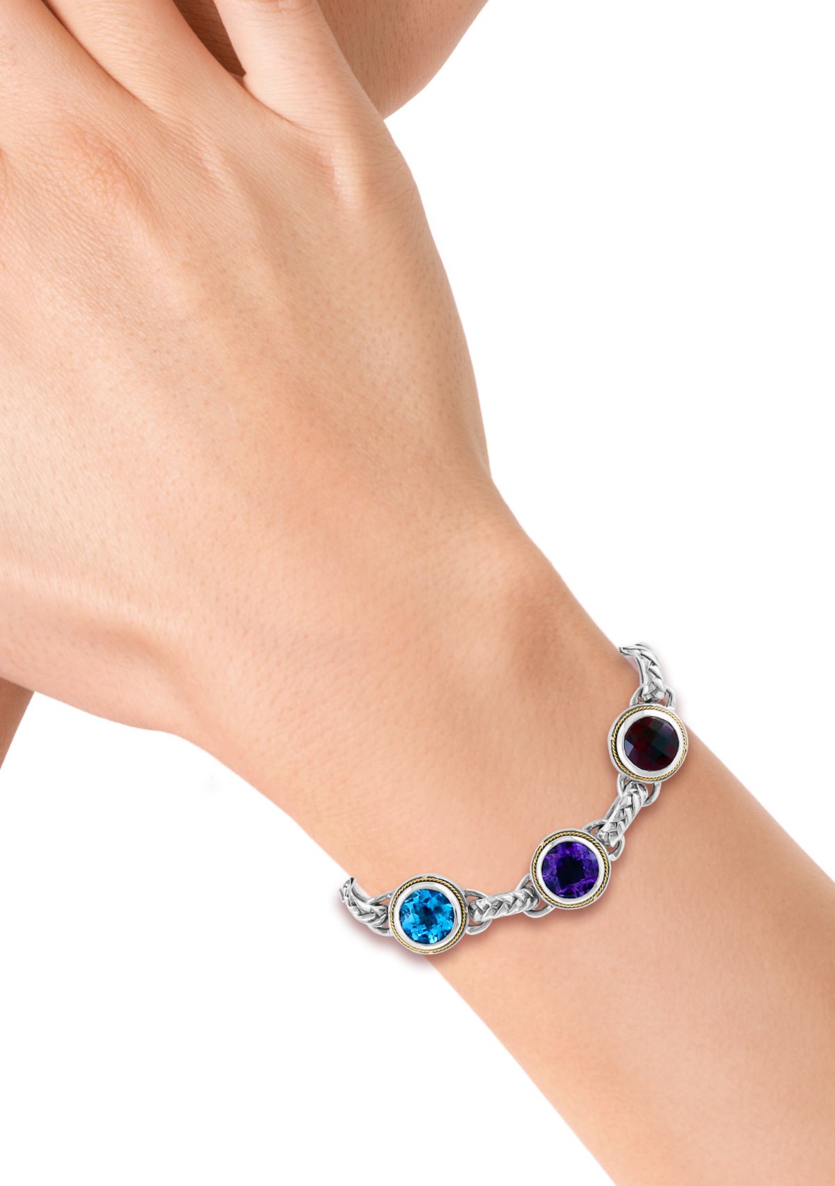 Mixed Semi Precious Gemstone Bracelet in Sterling Silver