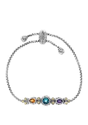 Effy Amethyst, Blue Topaz, Citrine Adjustable Bracelet in Sterling Silver and 18k Yellow Gold -  5400451IBL0N992M0