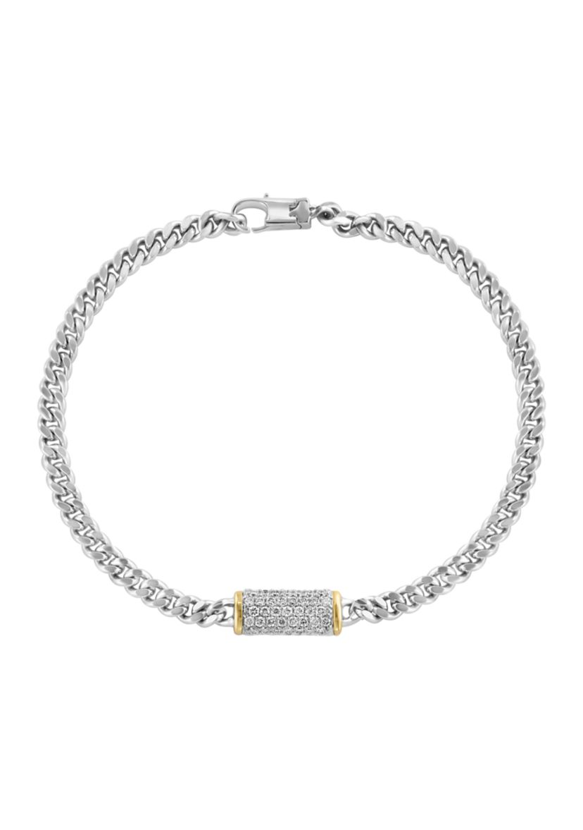 3/8 ct. t.w. Diamond Cable Bracelet in 18K Sterling Silver