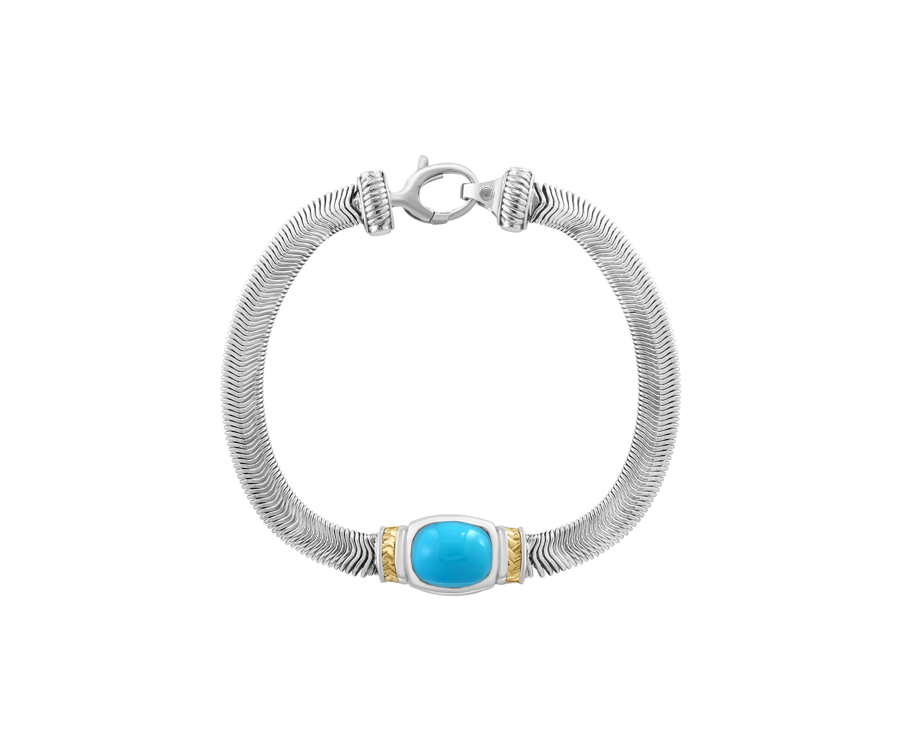 Turquoise Bracelet in Sterling Silver and 14K Yellow Gold