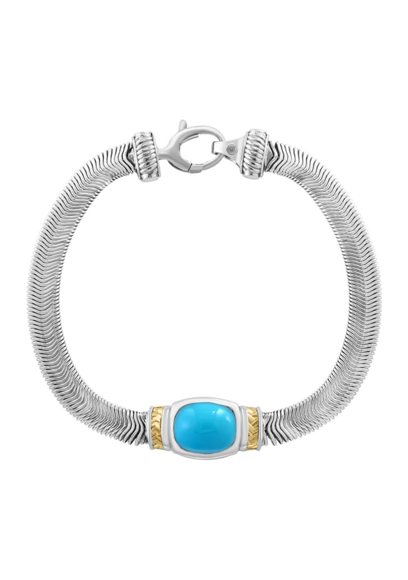 Turquoise Bracelet in Sterling Silver and 14K Yellow Gold