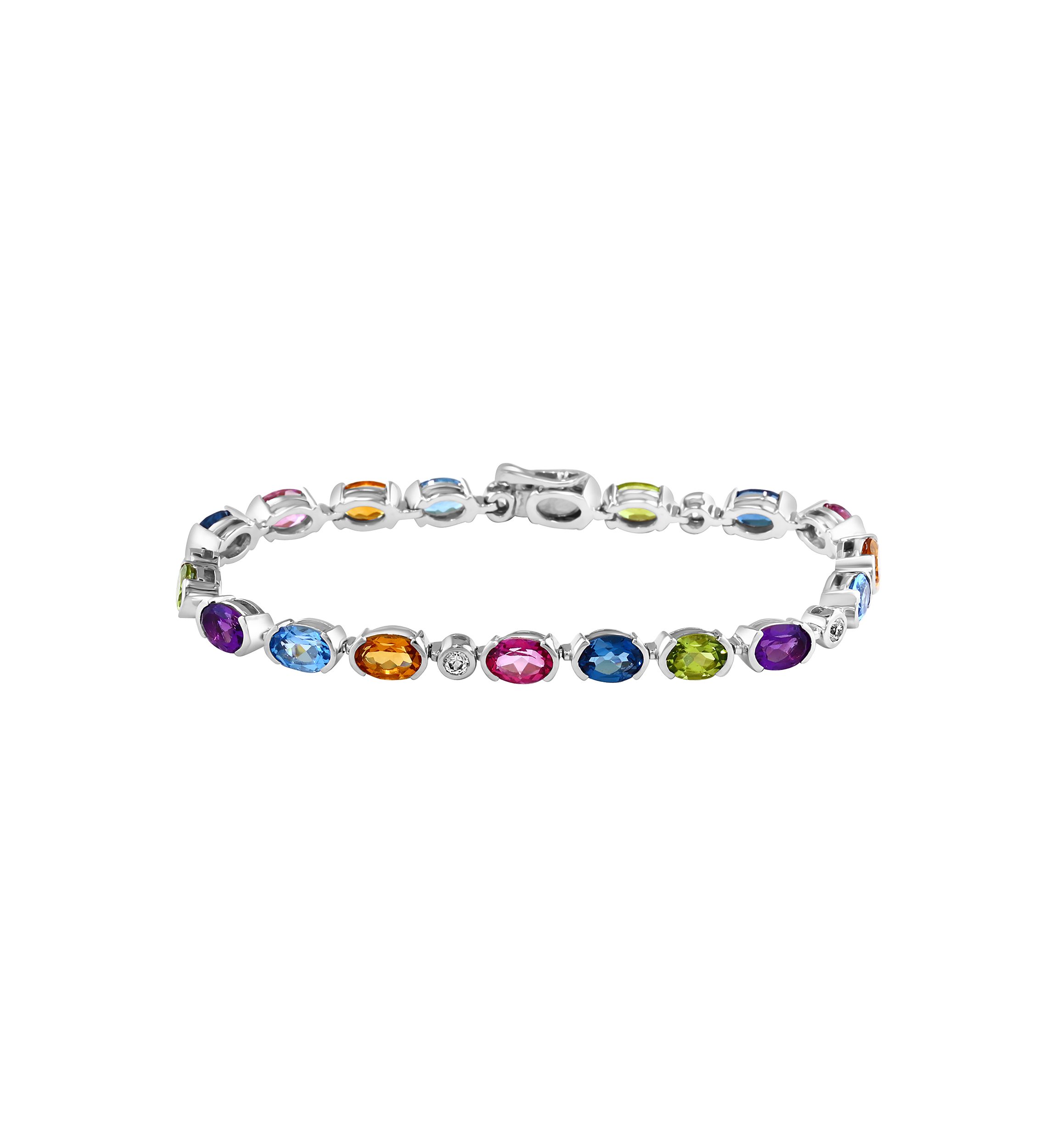 Multi Gemstone Tennis Bracelet in Sterling Silver