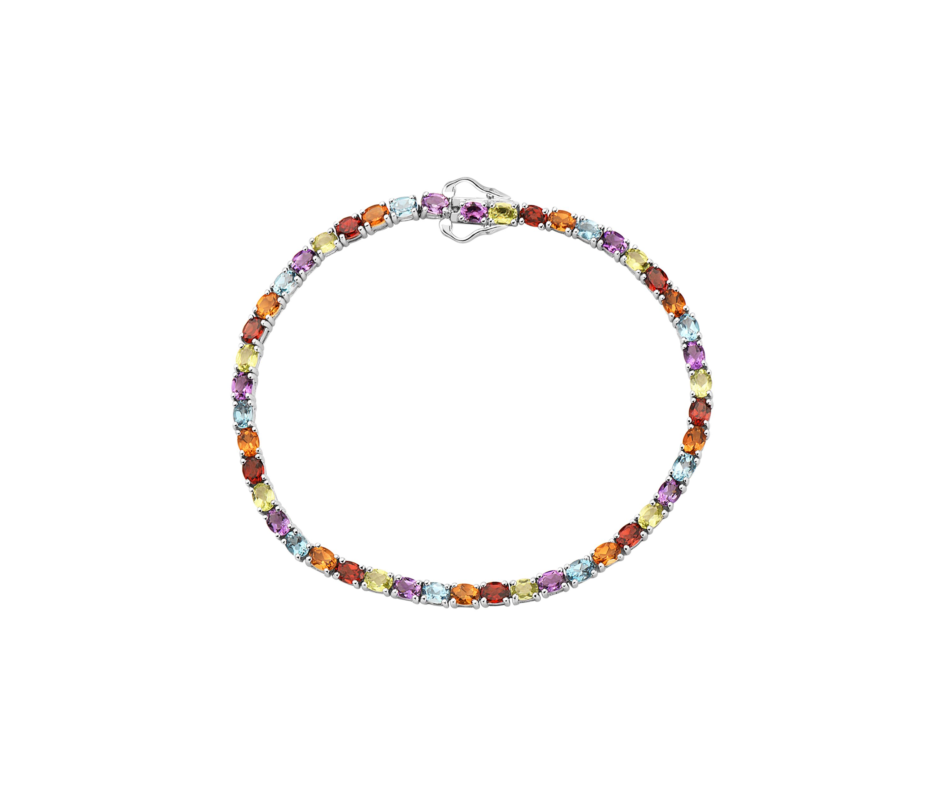  9.1 ct. t.w. Multi-Colored Semi-Precious Gemstone Bracelet in Sterling Silver  