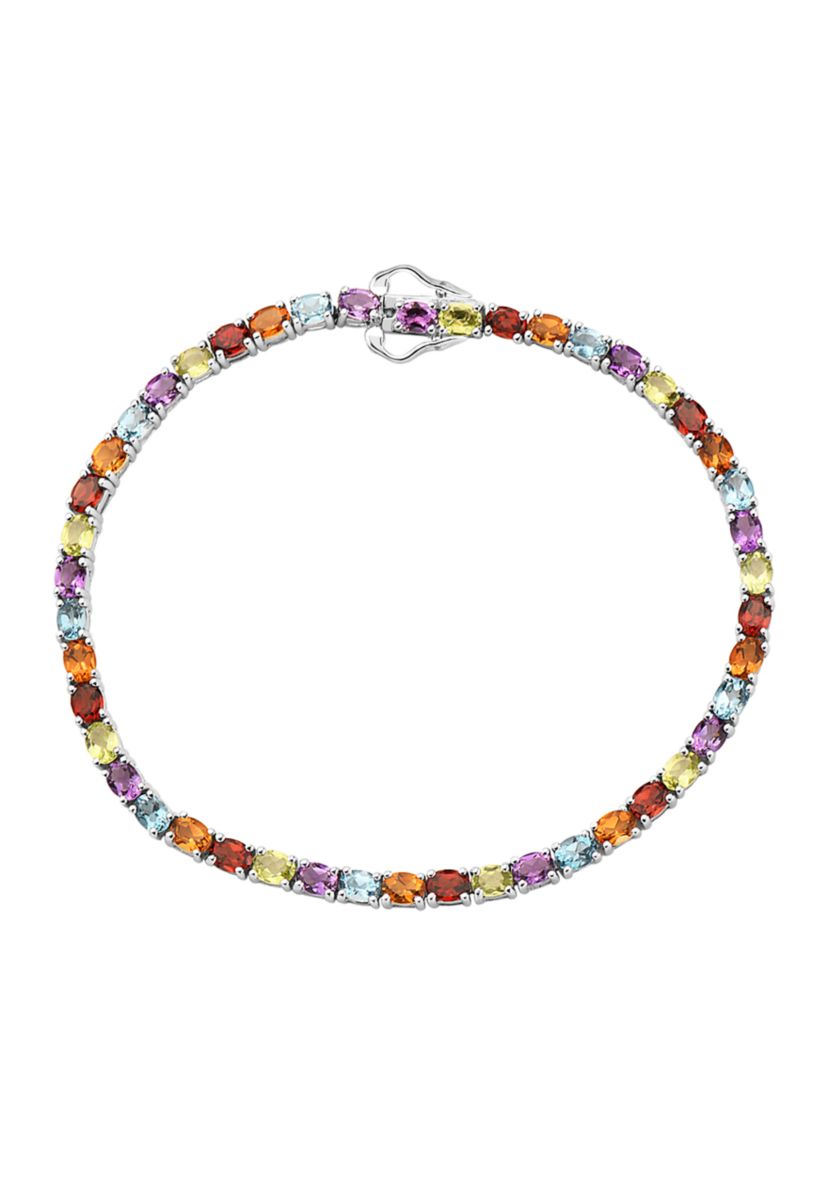 9.1 ct. t.w. Multi-Colored Semi-Precious Gemstone Bracelet in Sterling Silver  