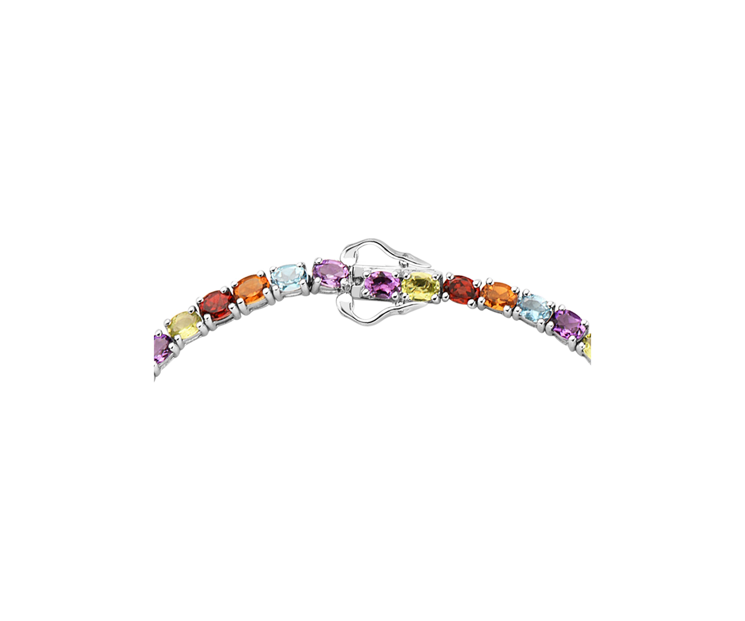  9.1 ct. t.w. Multi-Colored Semi-Precious Gemstone Bracelet in Sterling Silver  