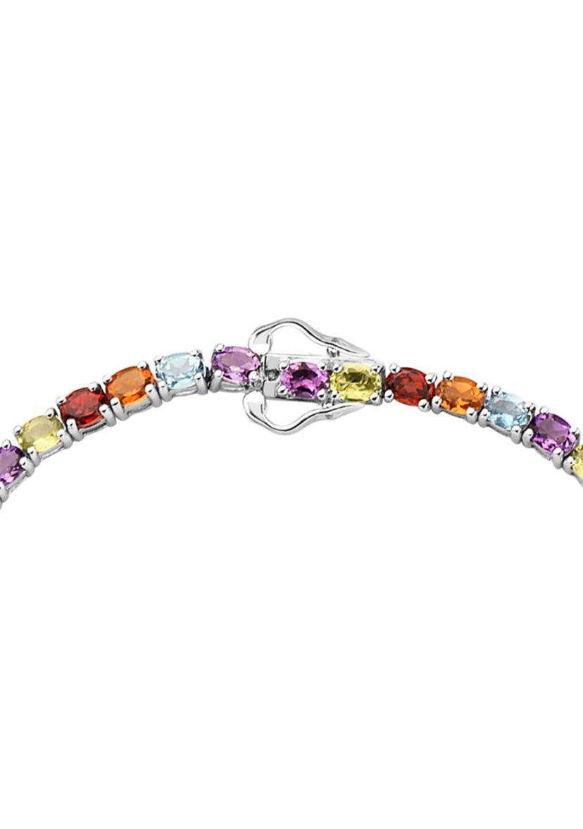  9.1 ct. t.w. Multi-Colored Semi-Precious Gemstone Bracelet in Sterling Silver  