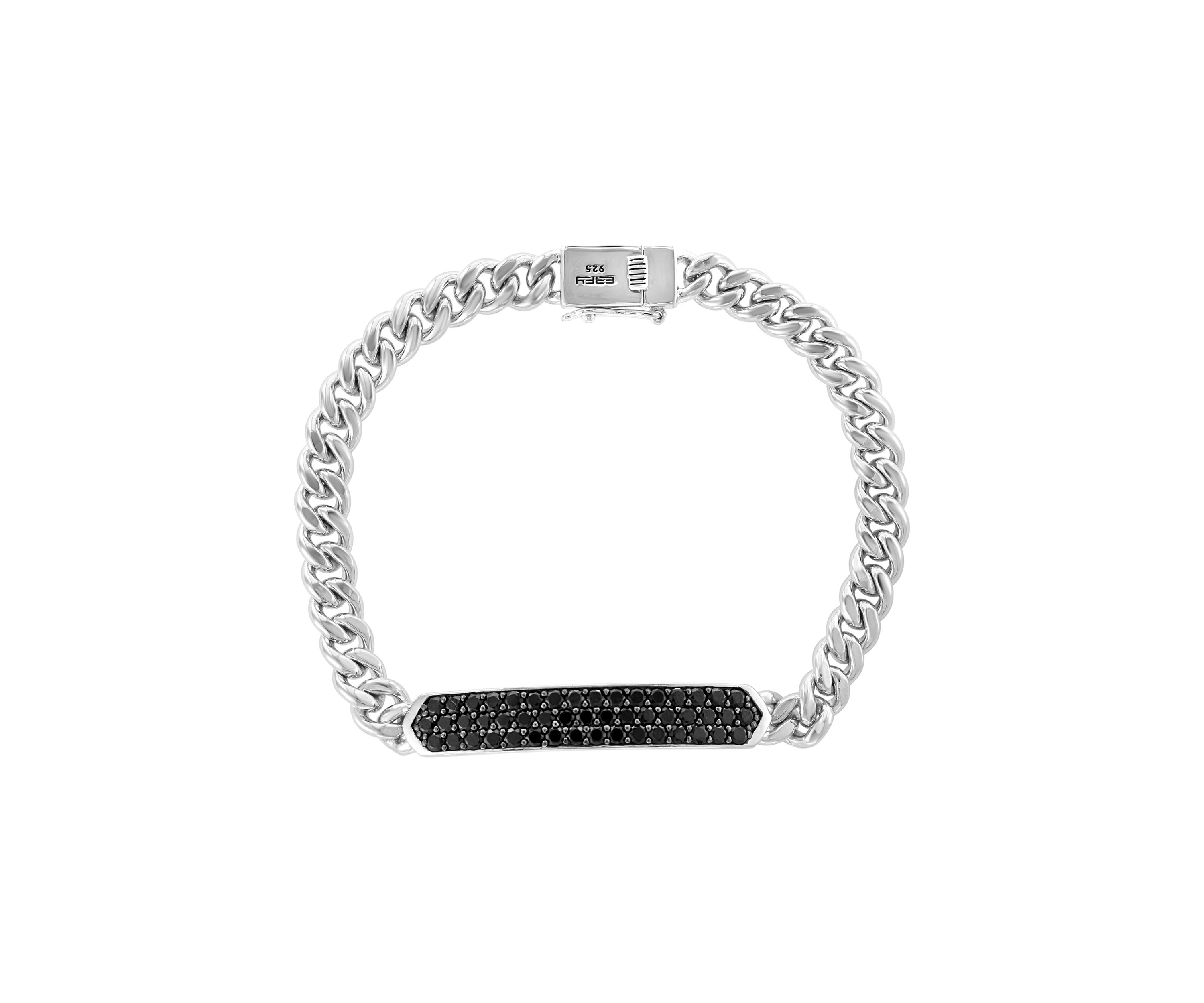 Mens 2.21 ct. t.w. Black Spinel Sterling Silver Bracelet