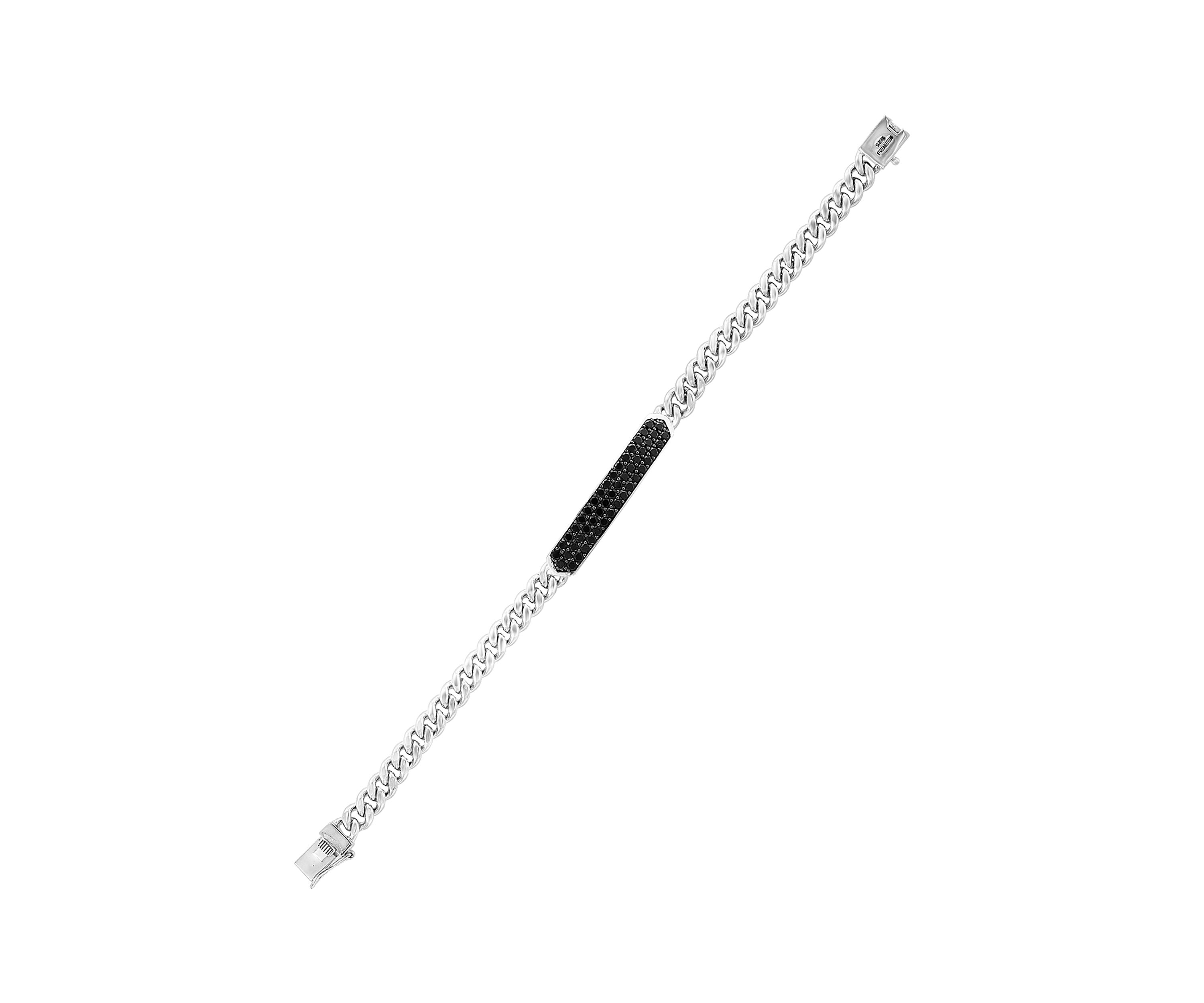Mens 2.21 ct. t.w. Black Spinel Sterling Silver Bracelet