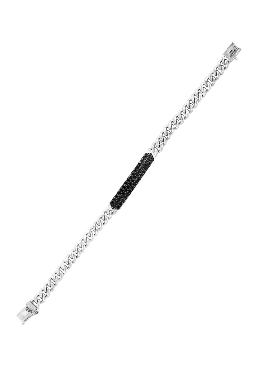 Mens 2.21 ct. t.w. Black Spinel Sterling Silver Bracelet