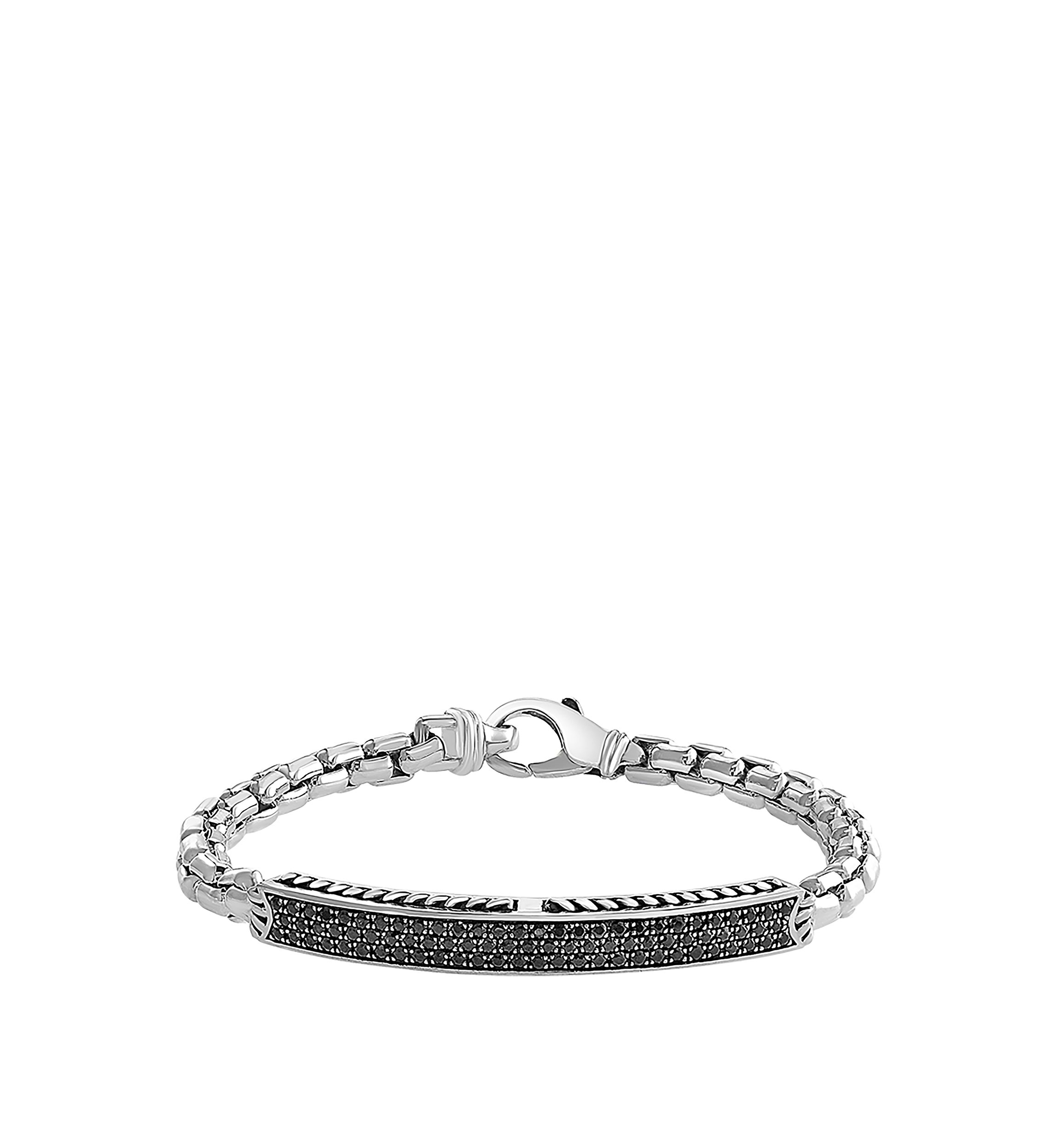 Mens 5.0 ct. t.w. Black Sapphire Bracelet in Sterling Silver