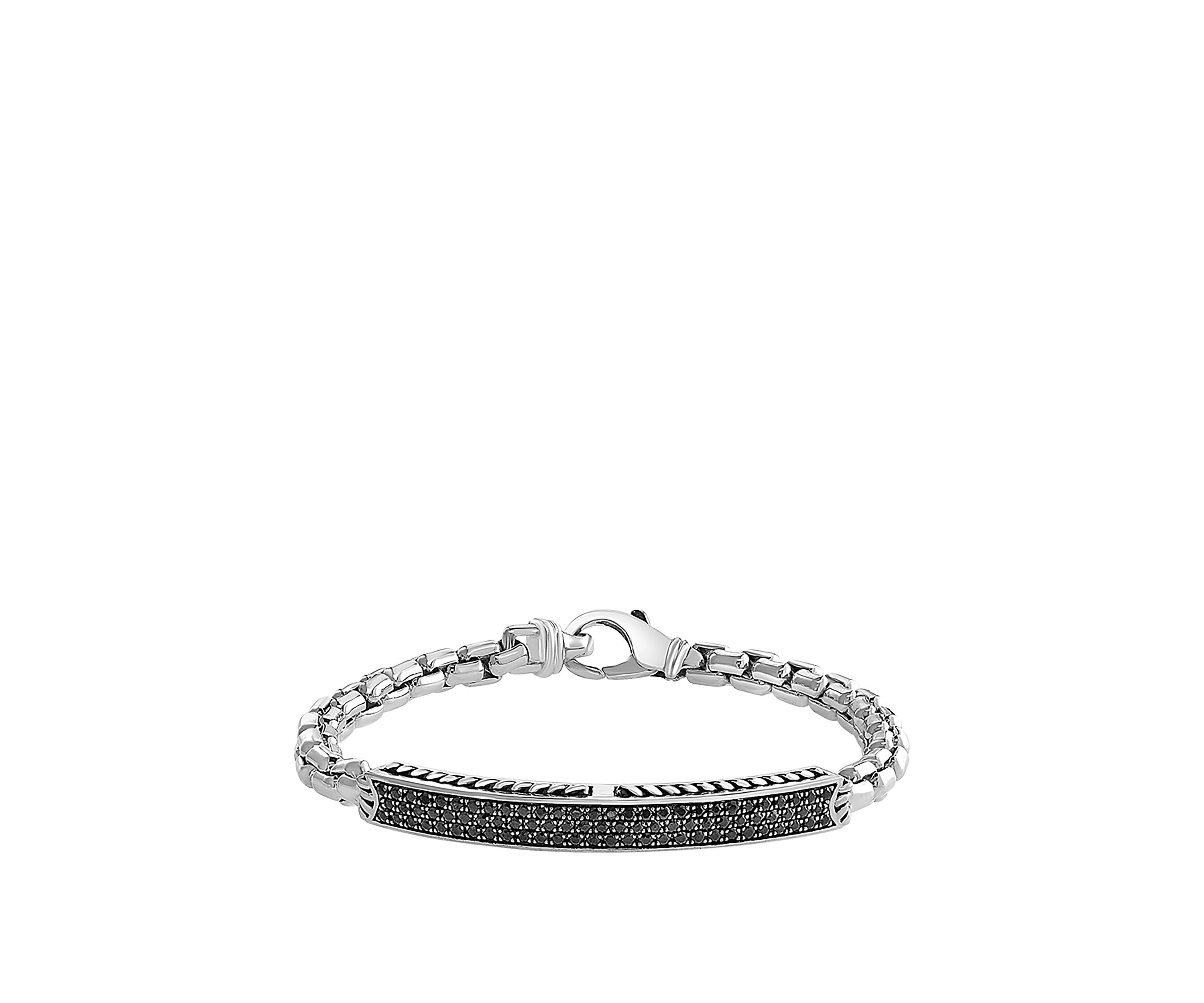 Mens 5.0 ct. t.w. Black Sapphire Bracelet in Sterling Silver