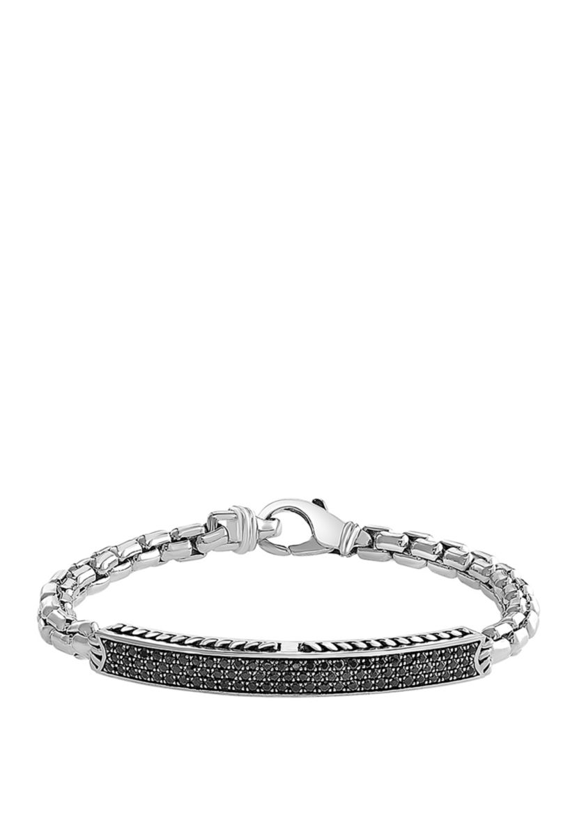 Mens 5.0 ct. t.w. Black Sapphire Bracelet in Sterling Silver