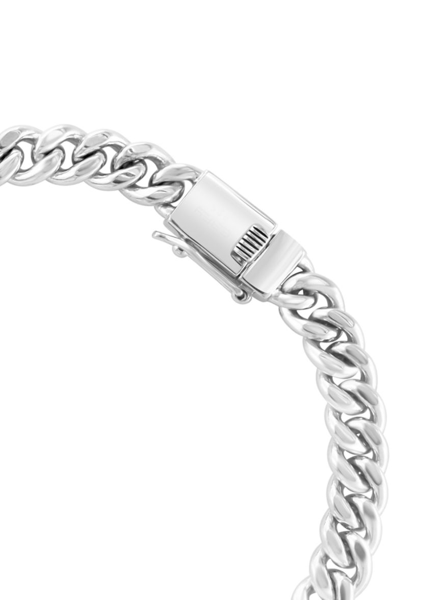 Mens White Sapphire Bracelet in Sterling Silver
