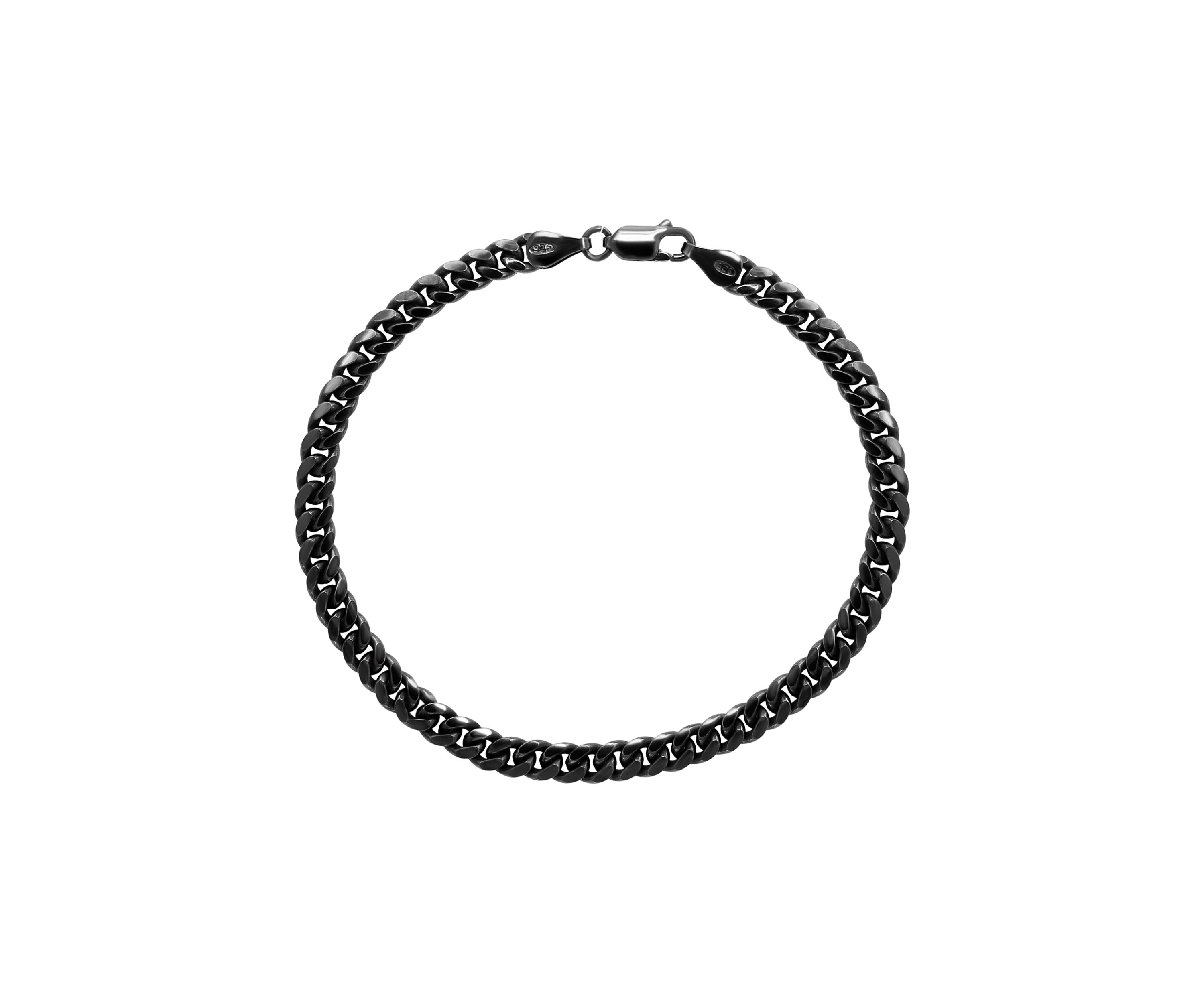 Sterling Silver and Black Rhodium  Mens 8.5 Inch  Link Chain