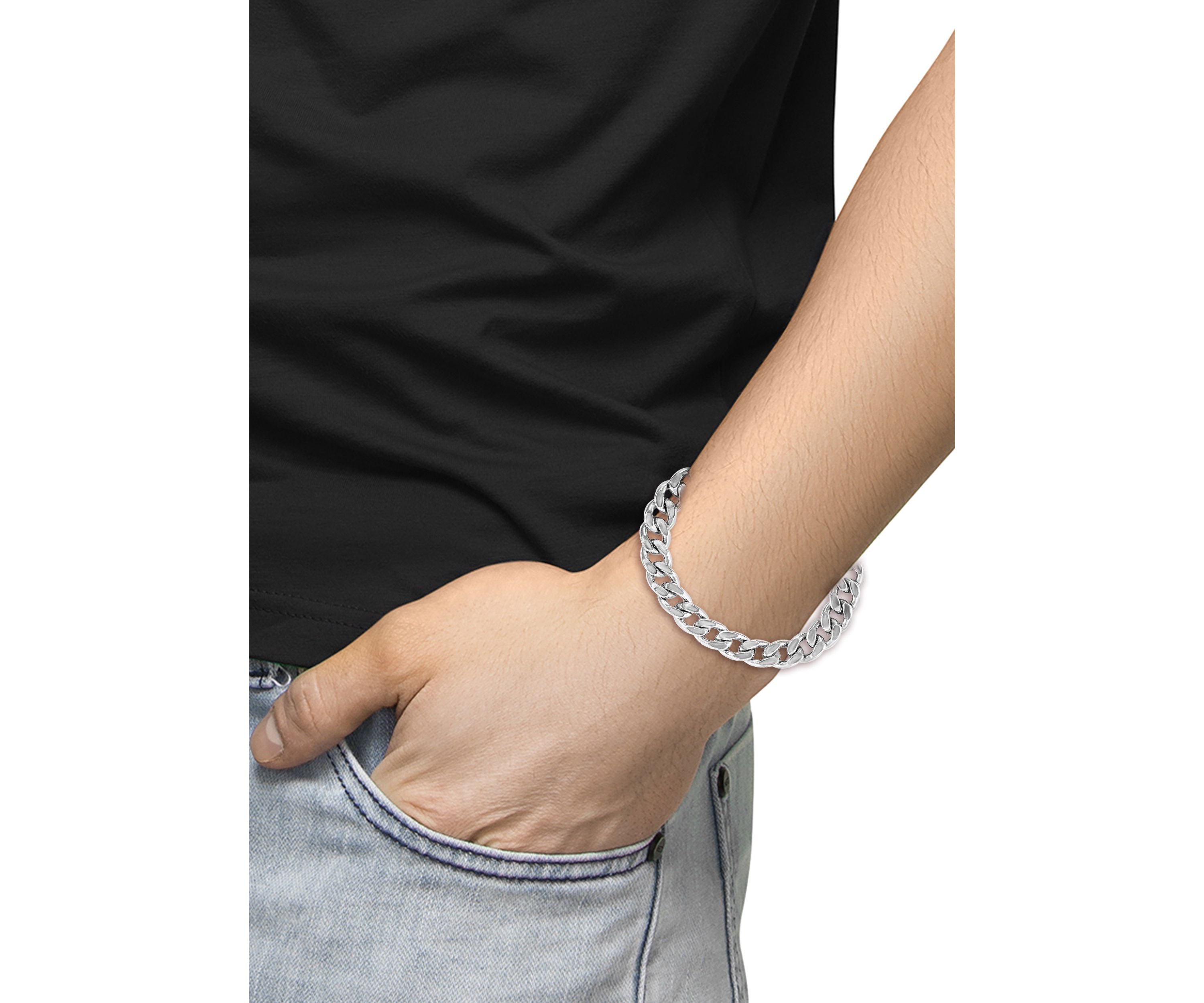 Mens Sterling Silver 8.5 Inch Link Bracelet 