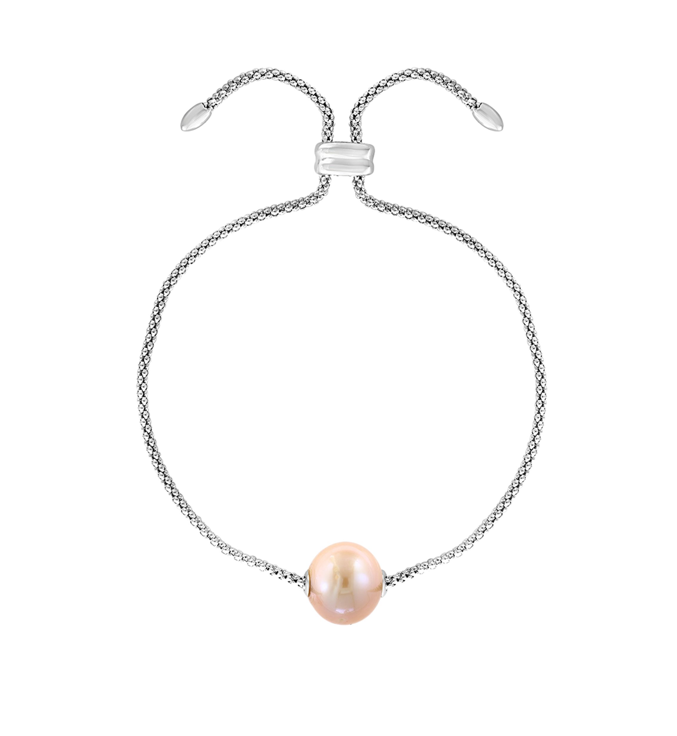 10 Millimeter Peach Freshwater Pearl Bracelet in Sterling Silver  