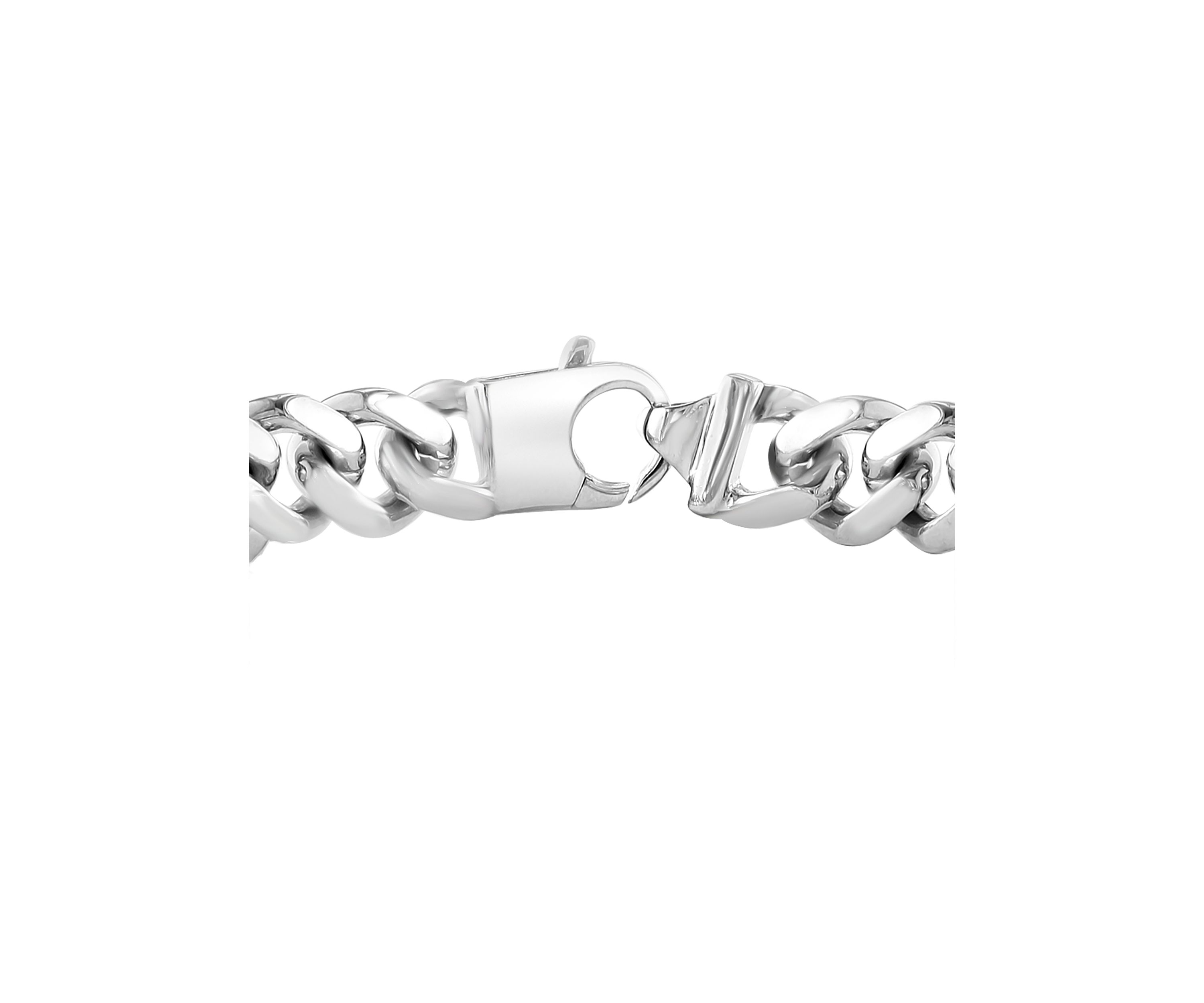 Mens White Sapphire ID Bracelet in Sterling Silver