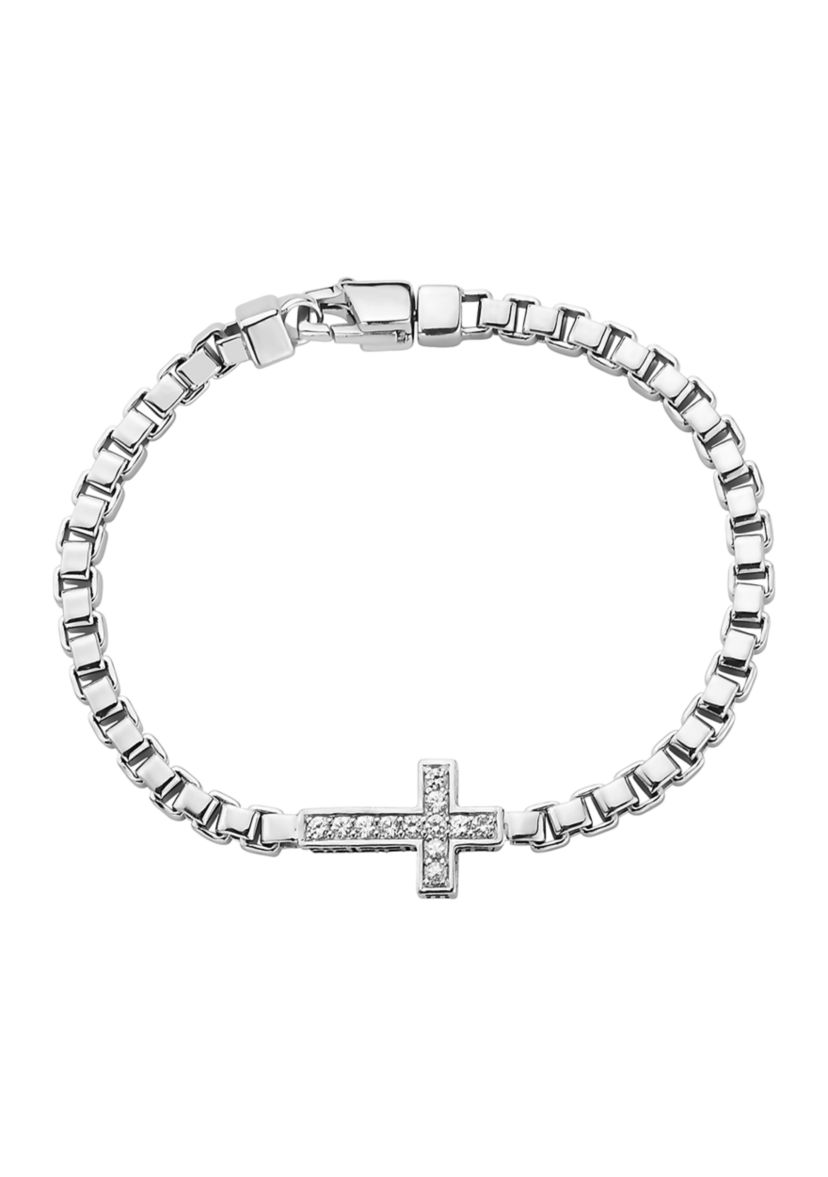 Mens 5/8 ct. t.w. White Sapphire Sterling Silver Bracelet 