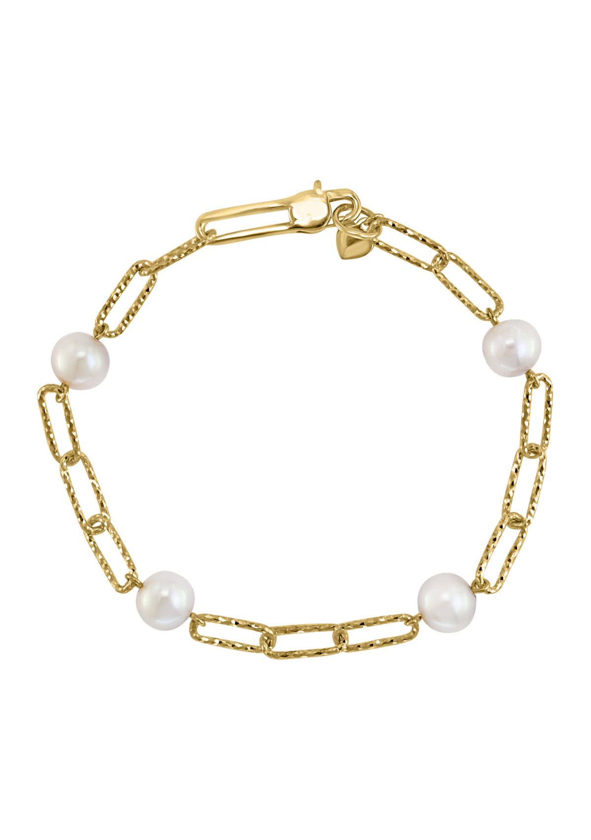 Gold Over Silver Freshwater Pearl Bracelet 