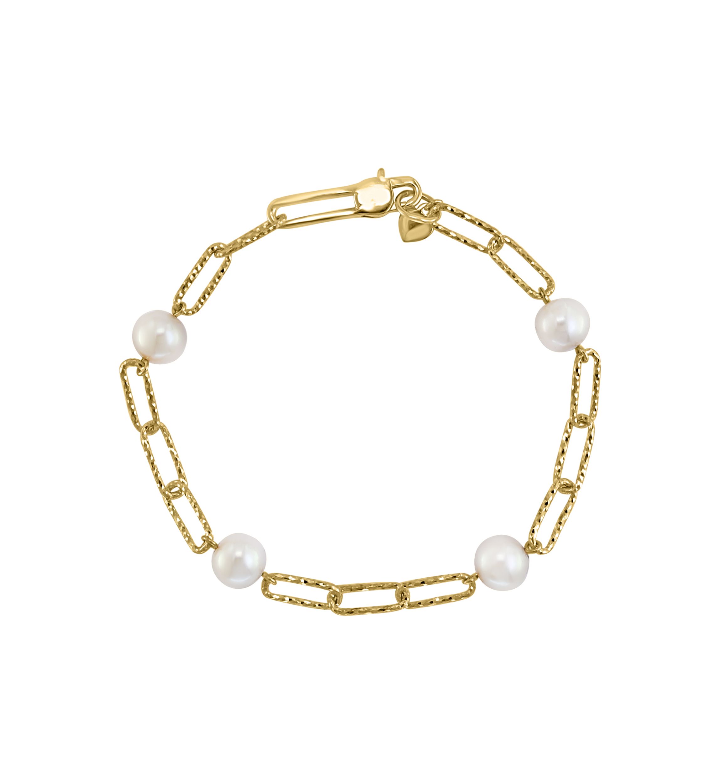 Gold Over Silver Freshwater Pearl Bracelet 