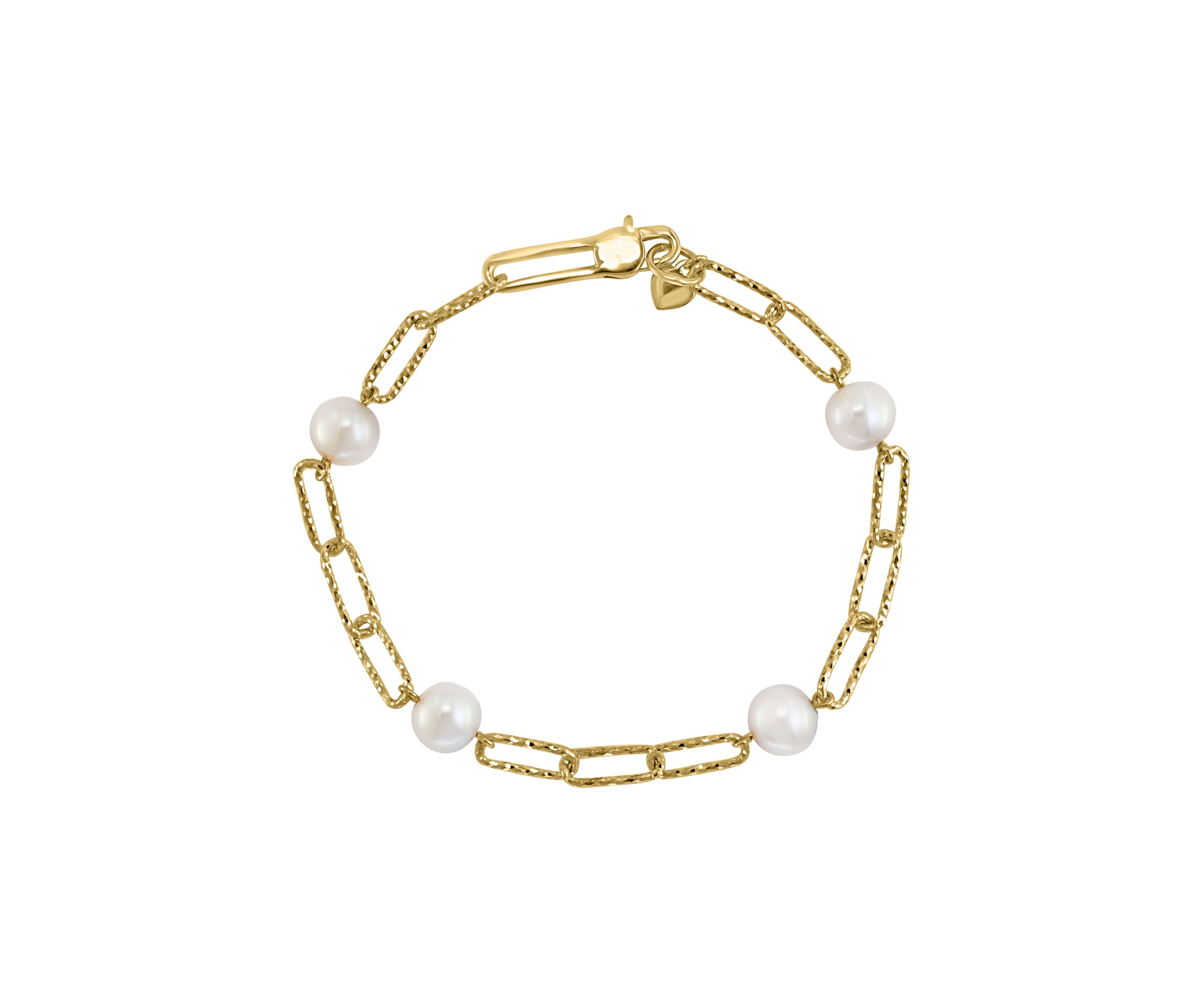 Gold Over Silver Freshwater Pearl Bracelet 