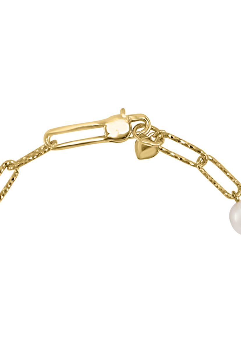 Gold Over Silver Freshwater Pearl Bracelet 