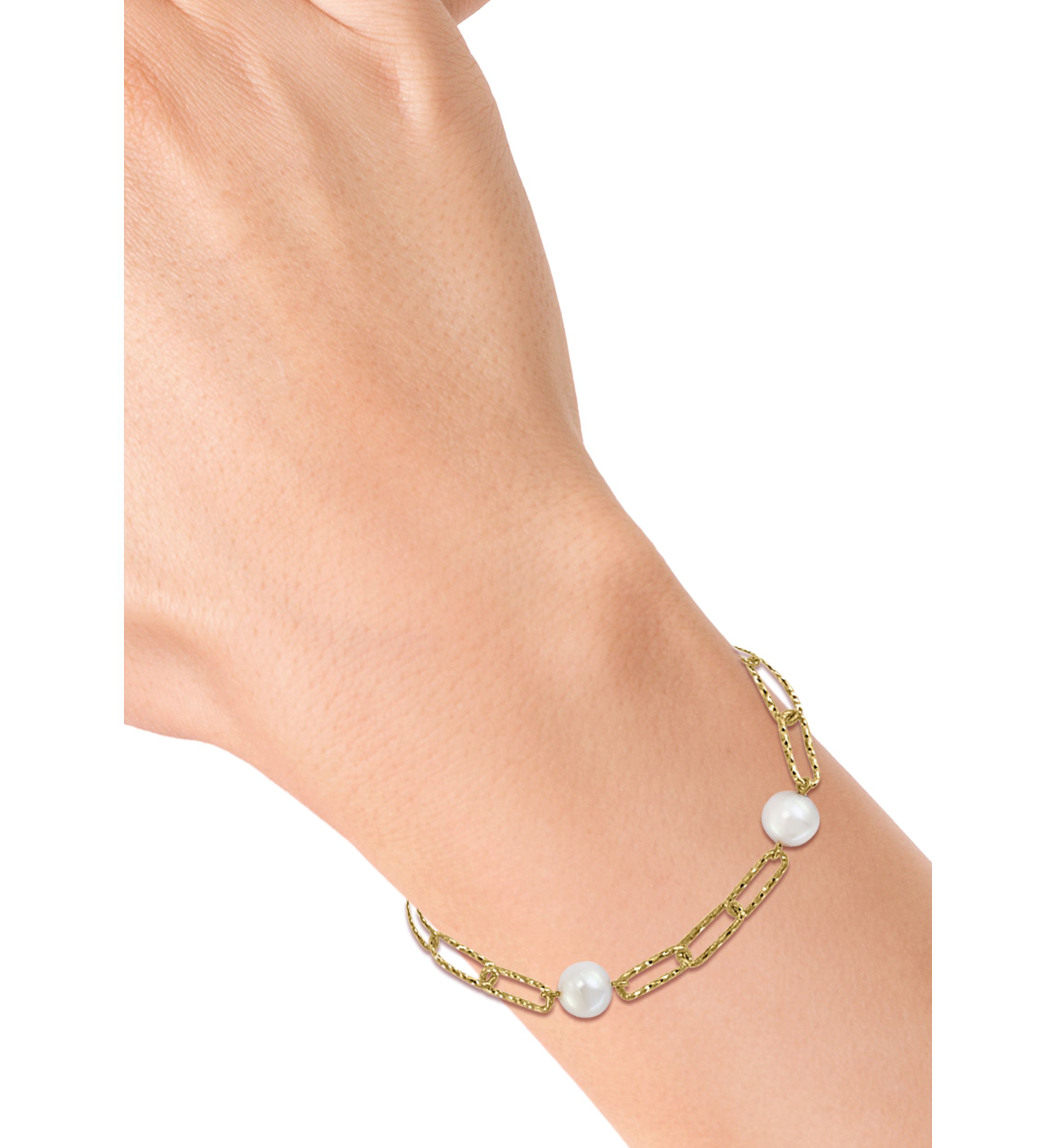 Gold Over Silver Freshwater Pearl Bracelet 